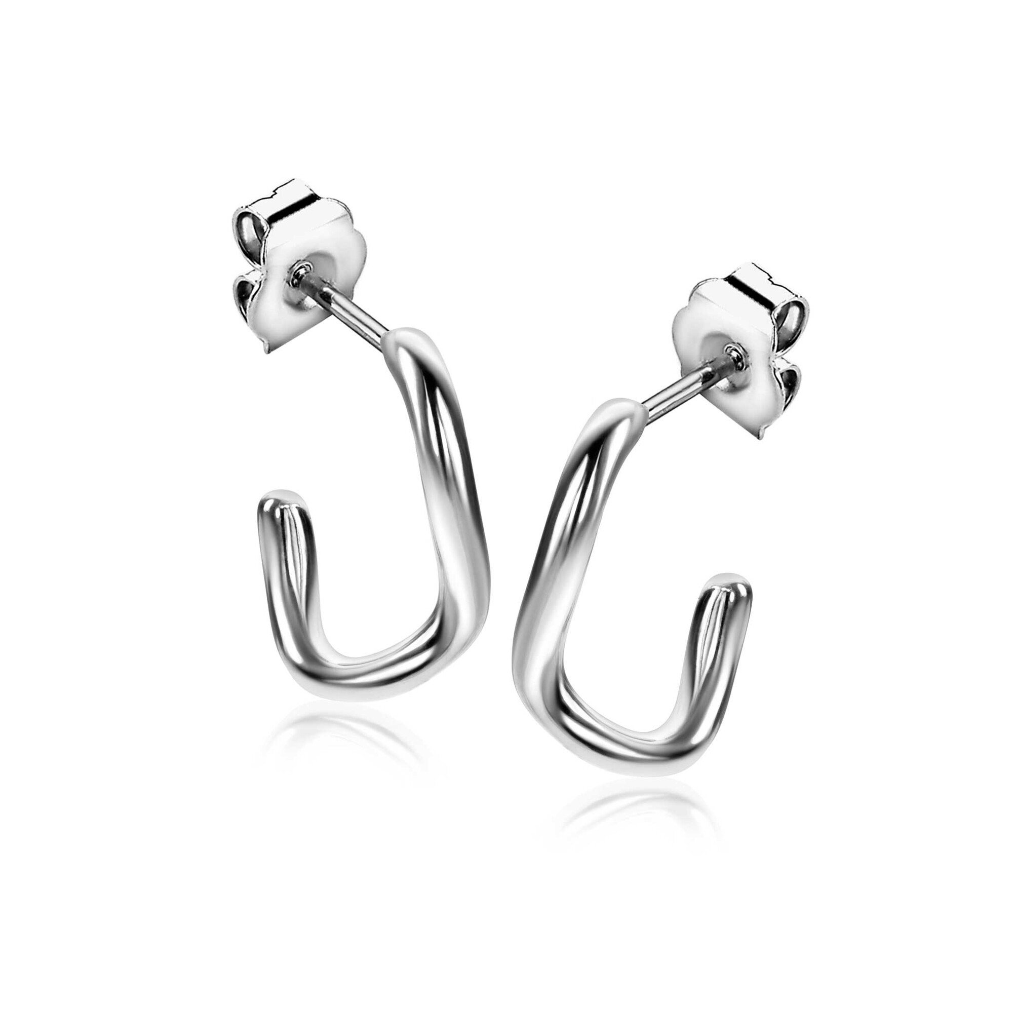 16mm ZINZI silver smooth organic-shaped stud earrings ZIO2656