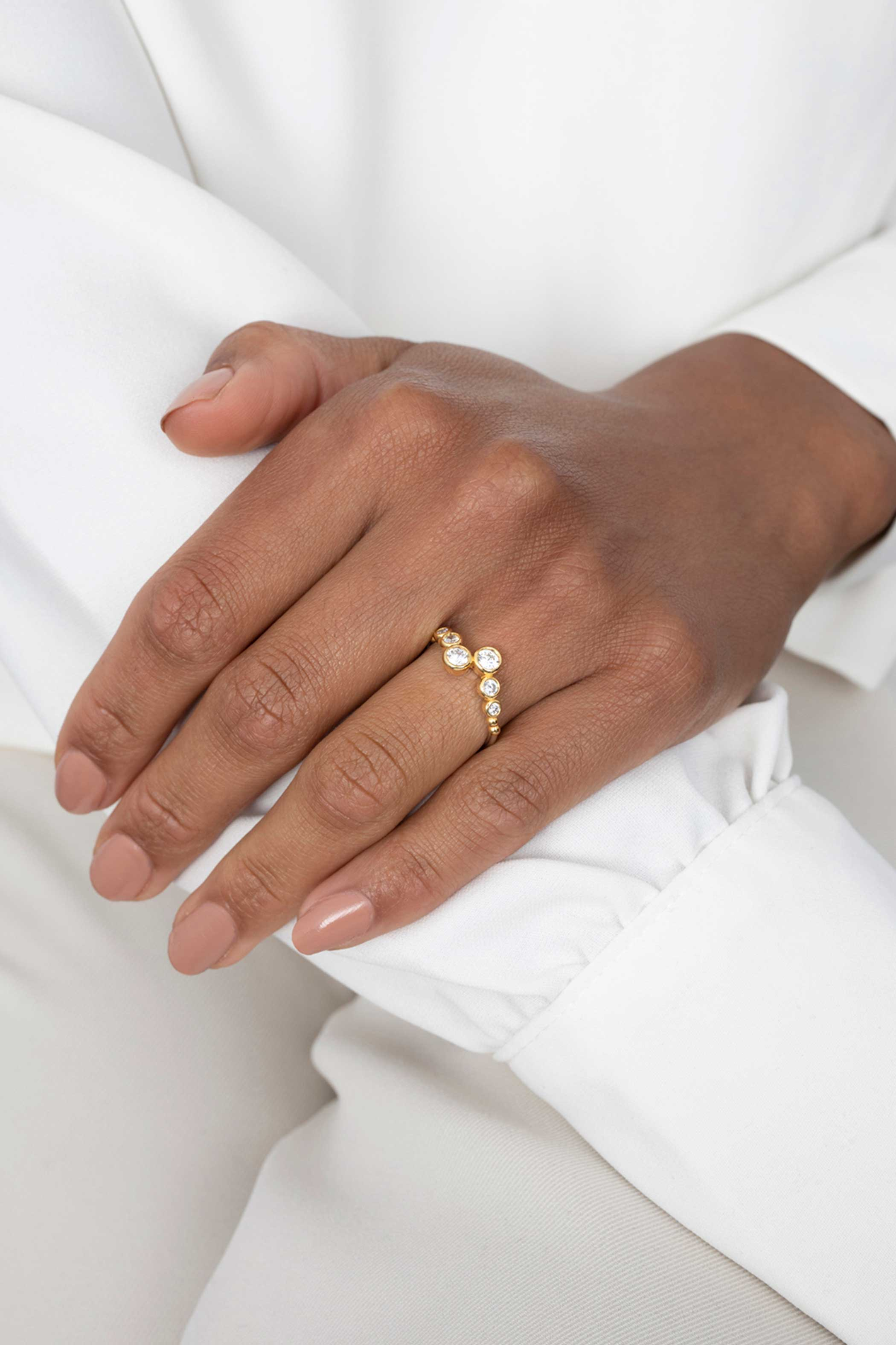 ZINZI Gold Plated Sterling Silver Ring Round White ZIR2054Y