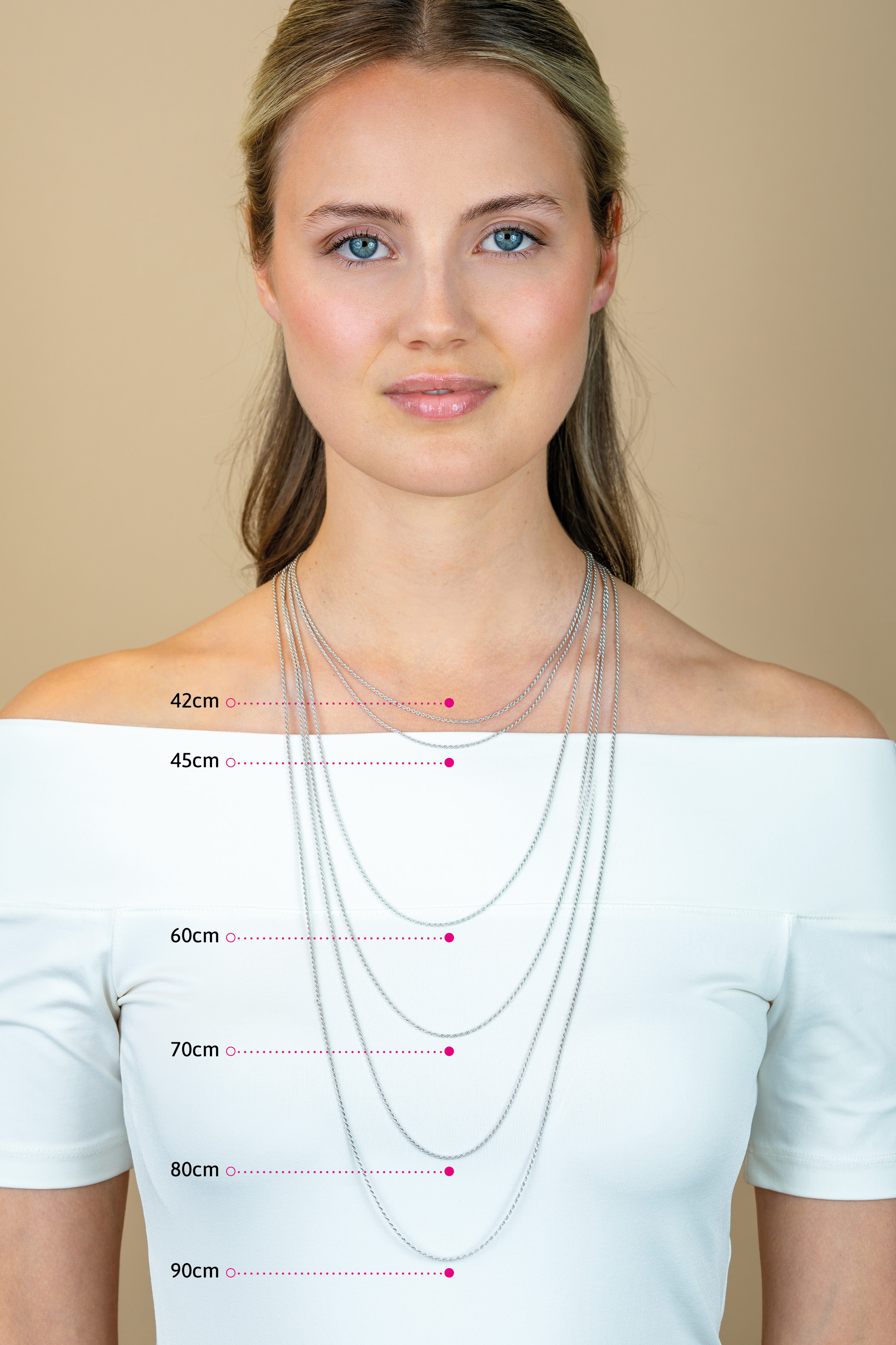 90cm ZINZI Sterling Silver Figaro Necklace ZILC-F90