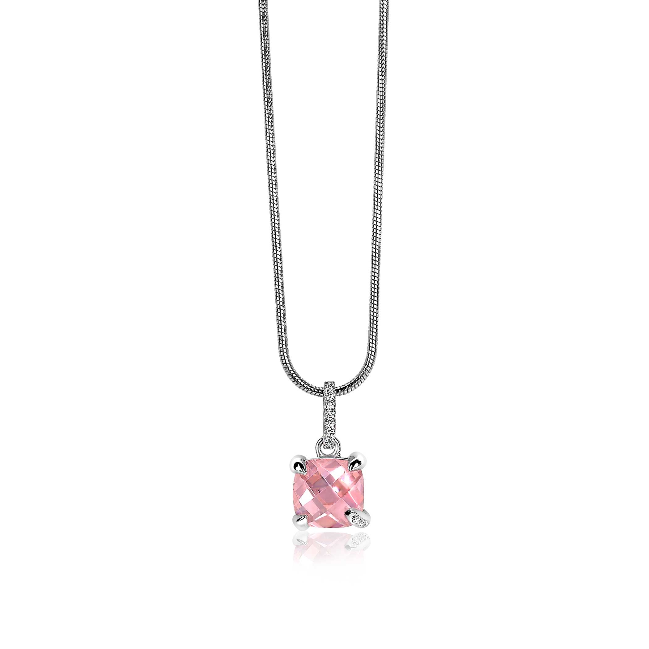 ZINZI Sterling Silver Pendant Square Pink ZIH1470R