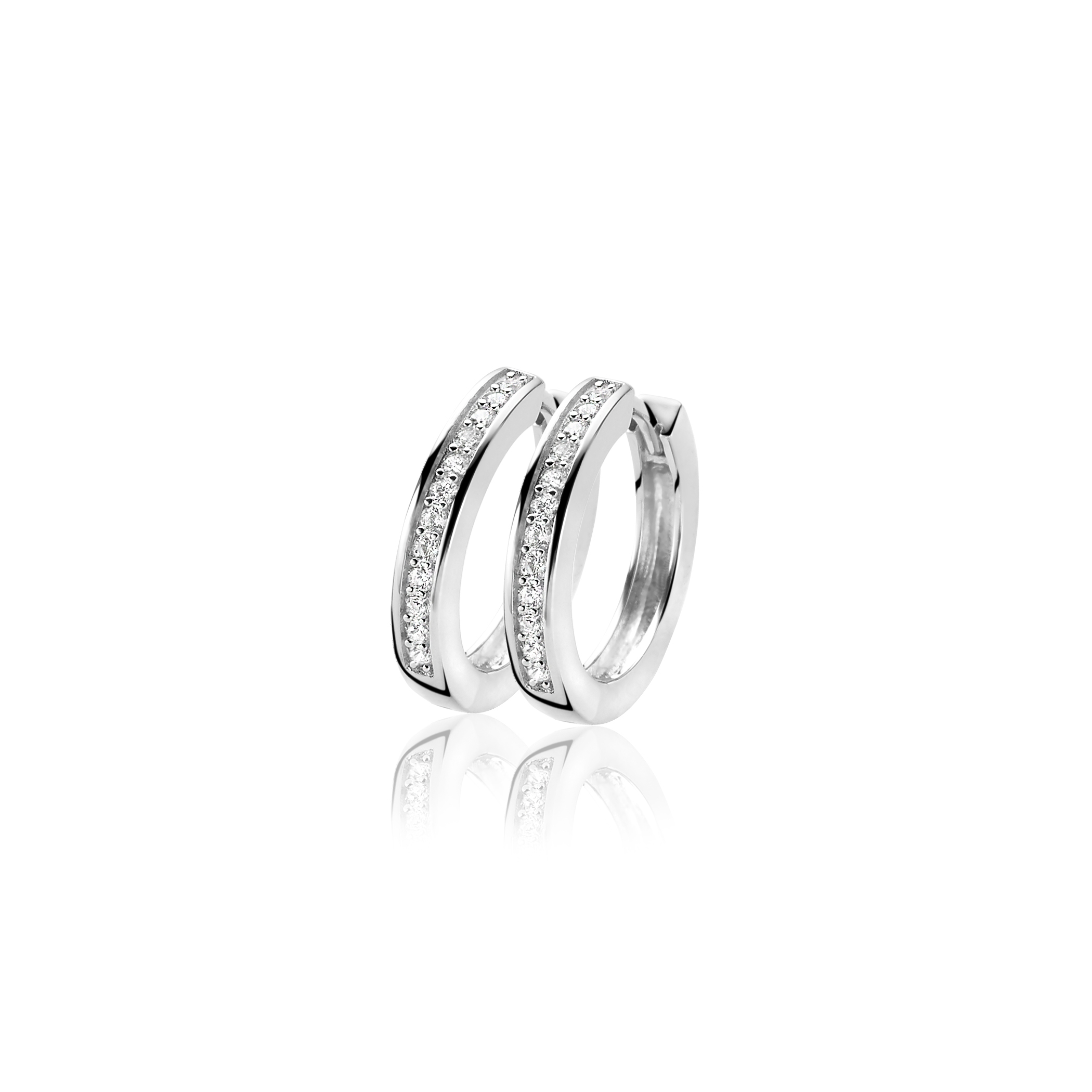 20mm ZINZI Sterling Silver Hoop Earrings White Zirconias width 3mm ZIO190Z