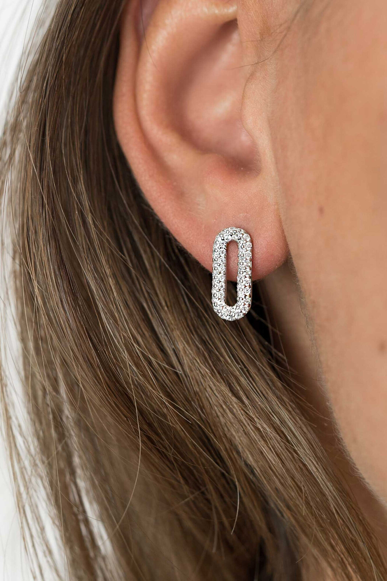 ZINZI Sterling Silver Earrings Oval White ZIO1894