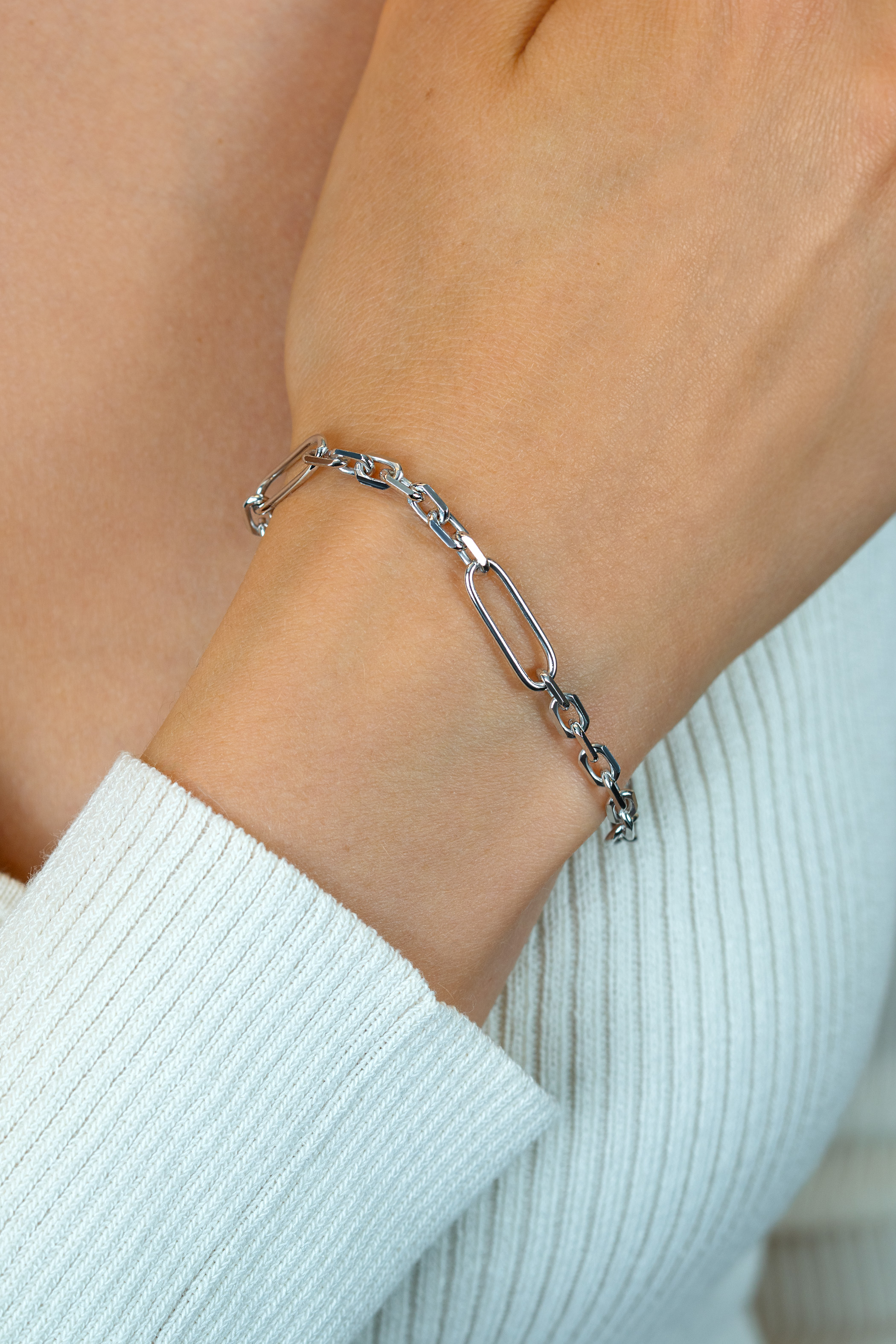 ZINZI zlv. armband schakels en paperclip