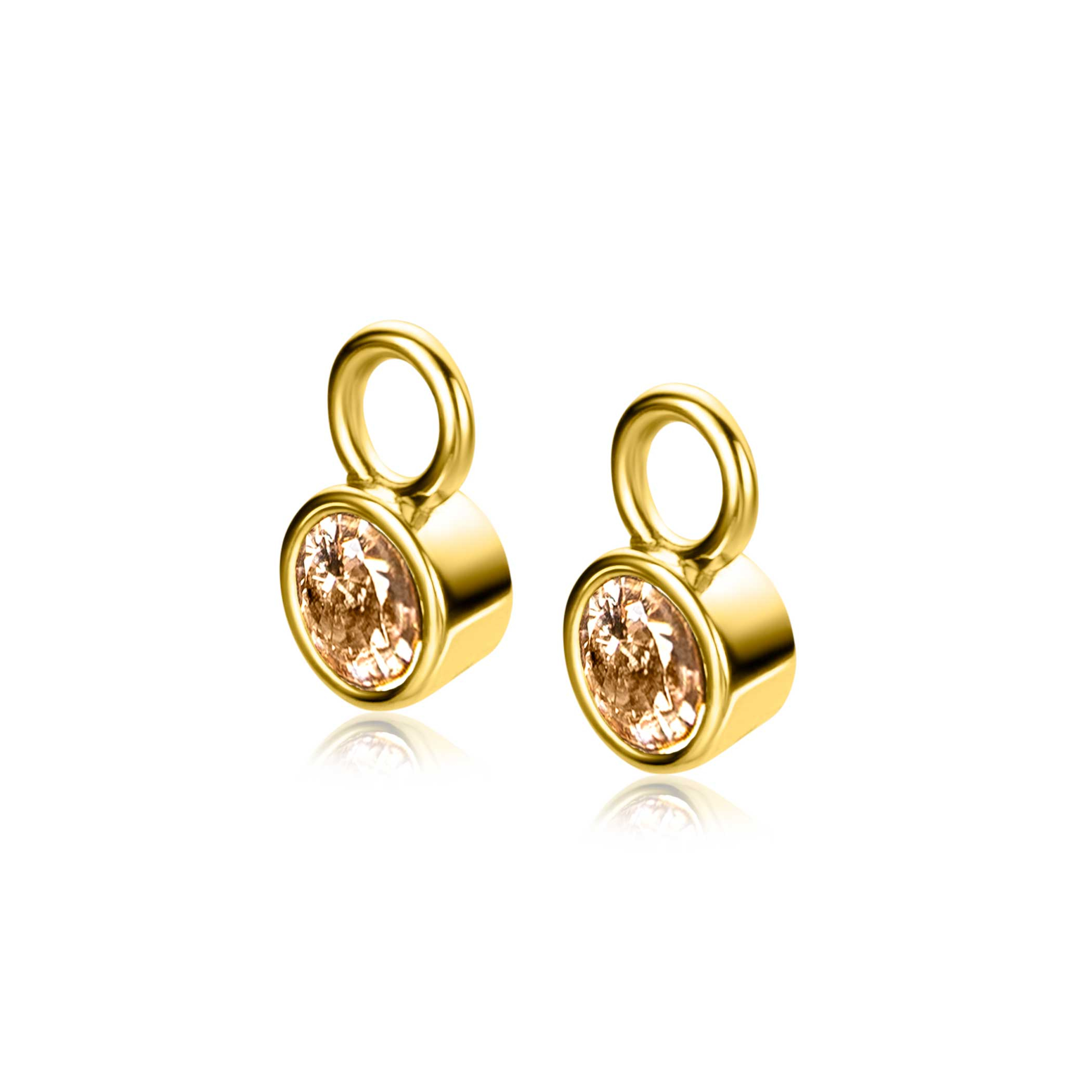 NOVEMBER Earrings Pendants Gold Plated with Birthstone Yellow Citrine Zirconia (excl. hoop earrings)
