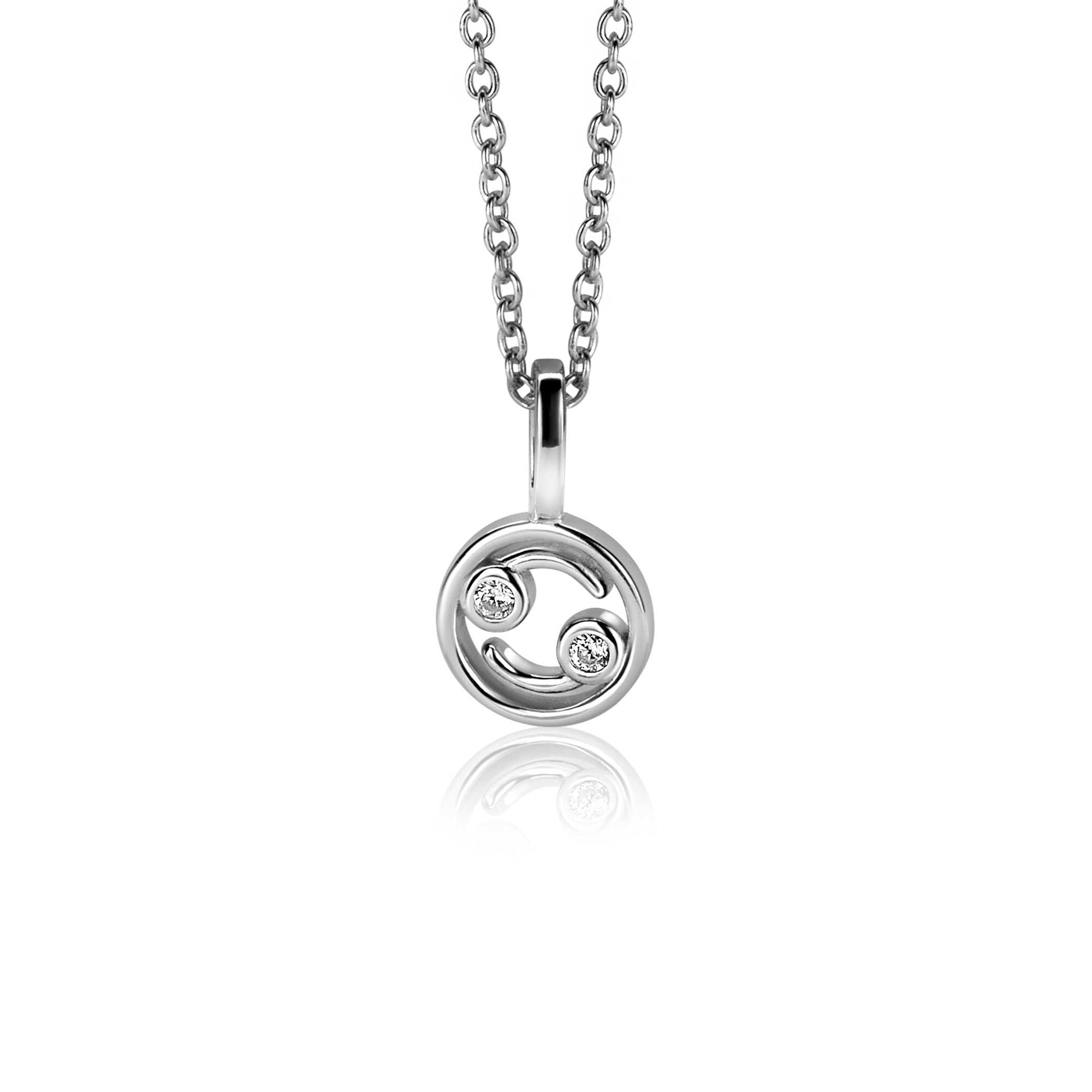9mm ZINZI silver Cancer zodiac sign pendant set with white zirconias ZIH-KRE (without necklace)