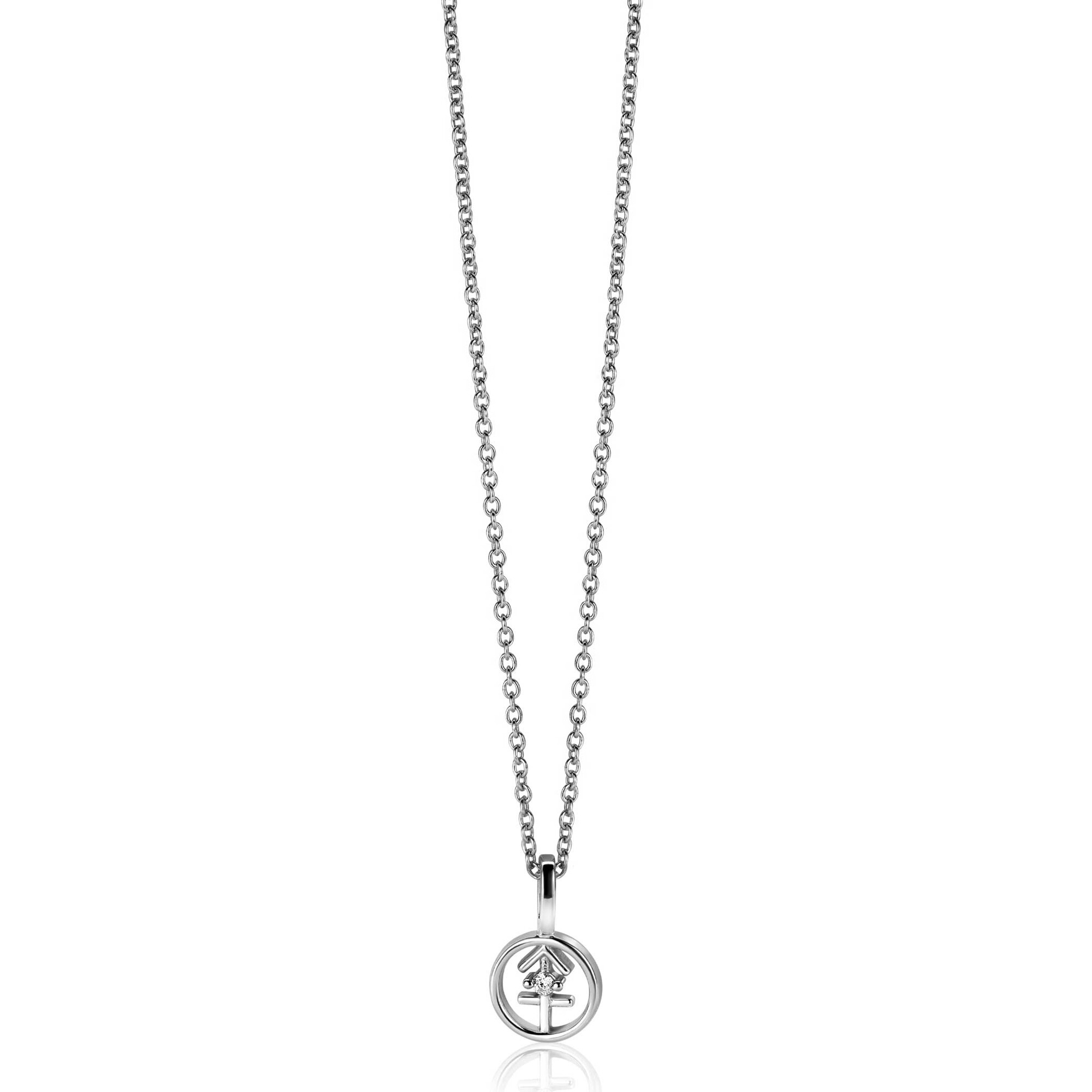 9mm ZINZI silver Sagittarius zodiac sign pendant set with white zirconias ZIH-BOO (without necklace)