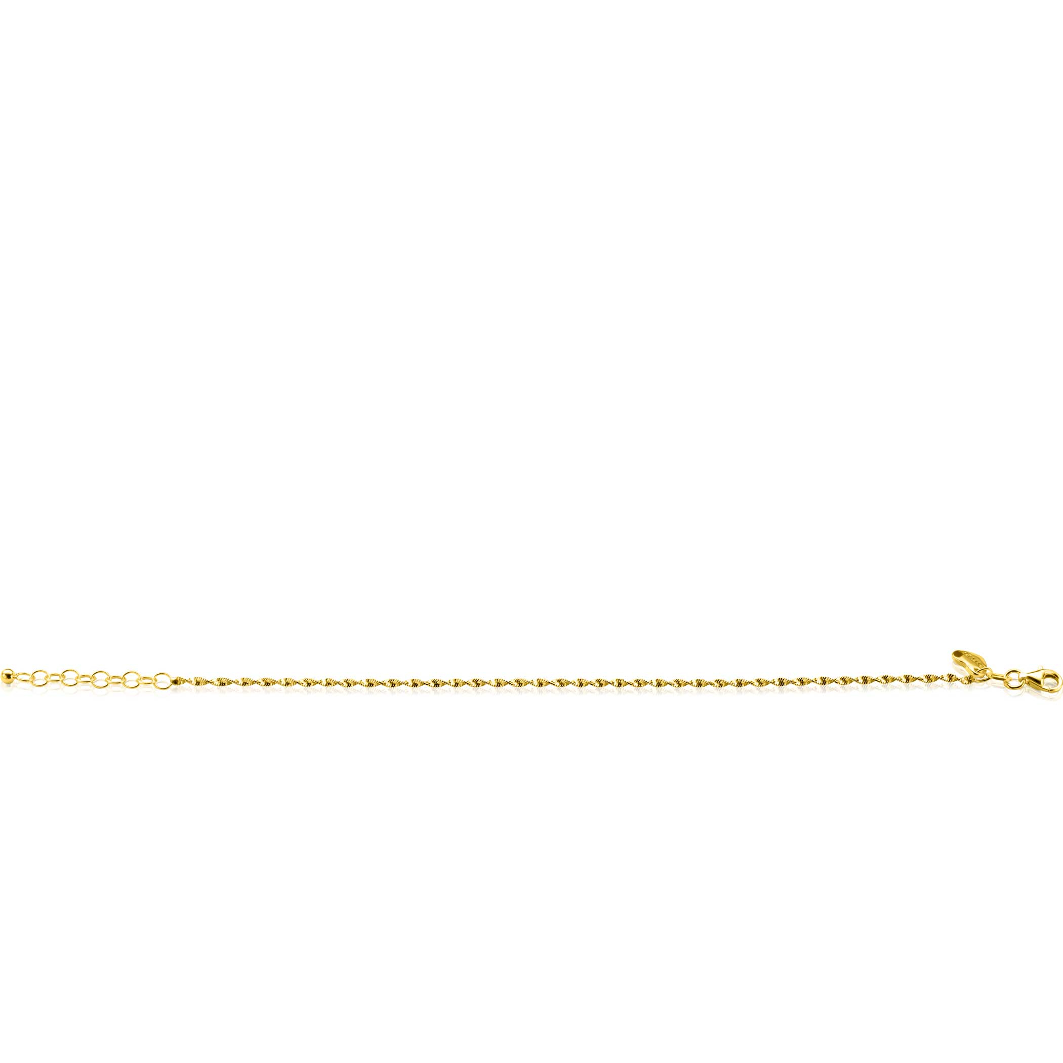 ZINZI gold plated silver singapore bracelet with sparkling twisted links 1.9mm wide 17-20cm ZIA2585G
