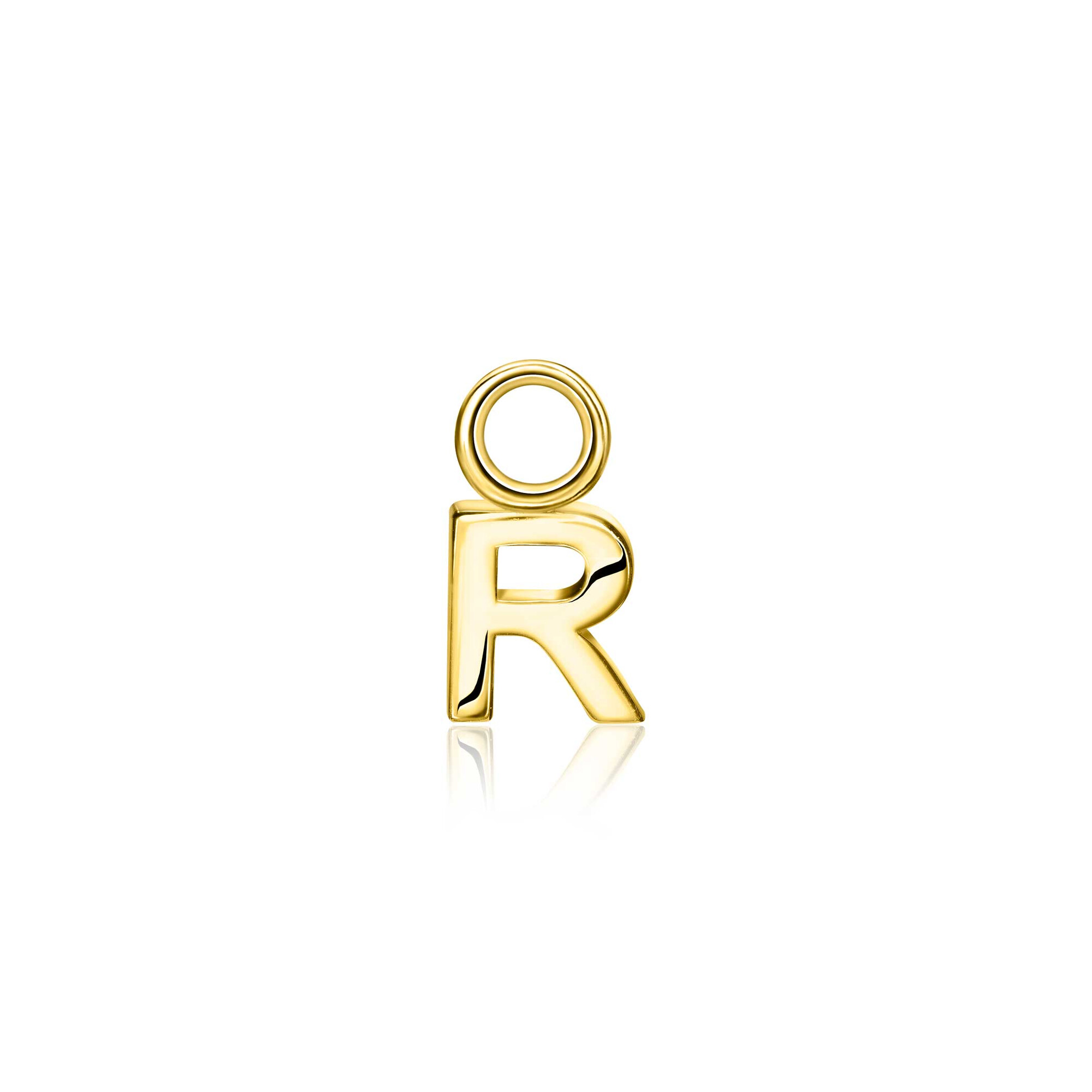 ZINZI Gold Plated Letter Earrings Pendant R price per piece ZICH2145R (excl. hoop earrings)