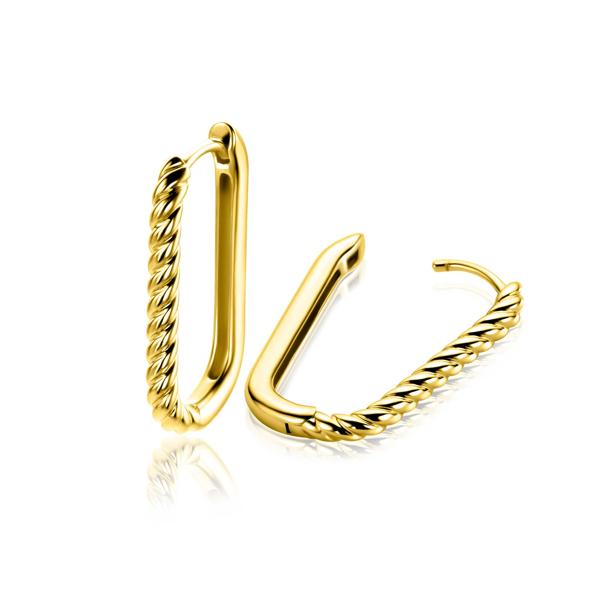 24mm ZINZI gold plated silver hoop earrings in oval shape with twisted tube and luxury clasp ZIO2692G