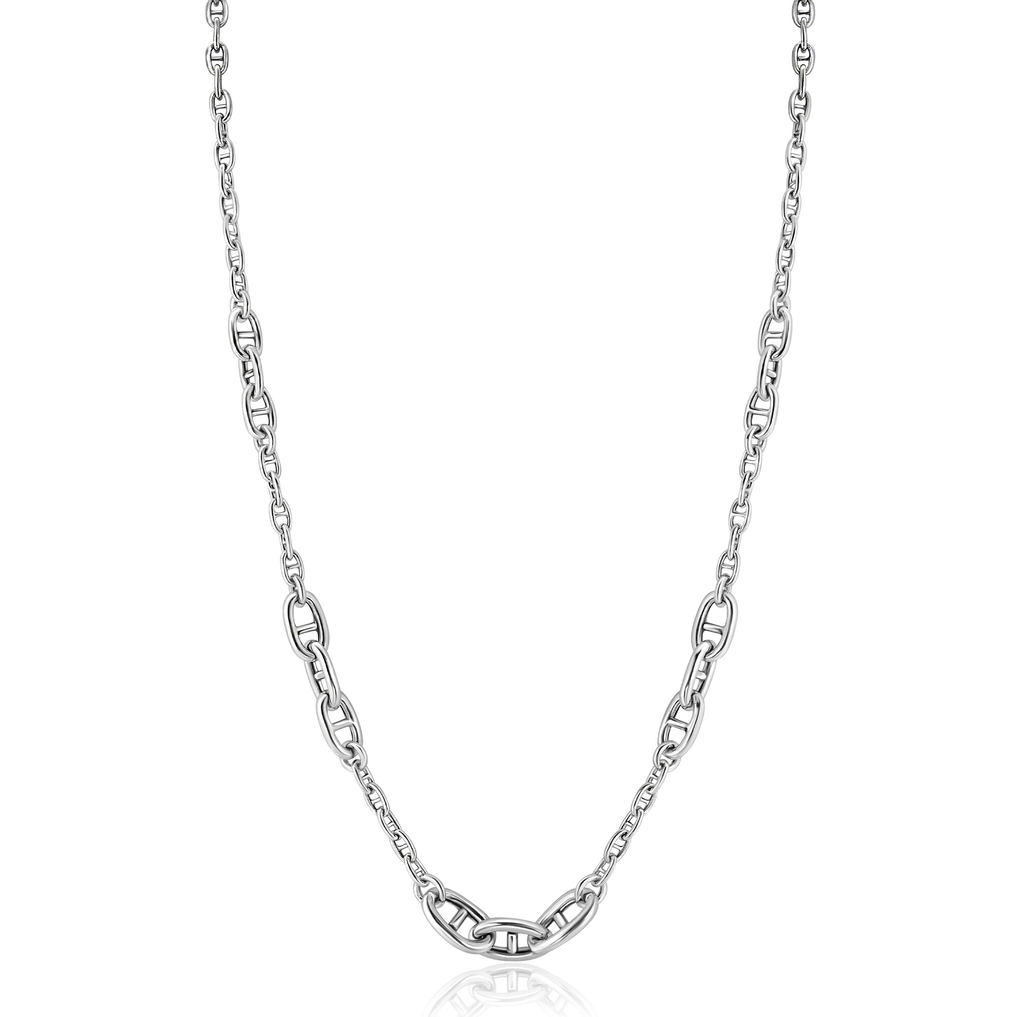 ZINZI Sterling Silver Marine Chain Necklace with Trendy Larger Marine Chains 7mm width 43-48cm ZIC2407