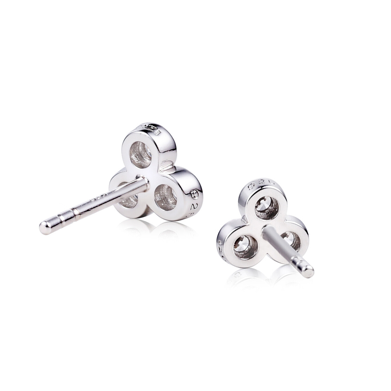 ZINZI Sterling Silver Stud Earrings Triangle 3x Round White ZIO1442