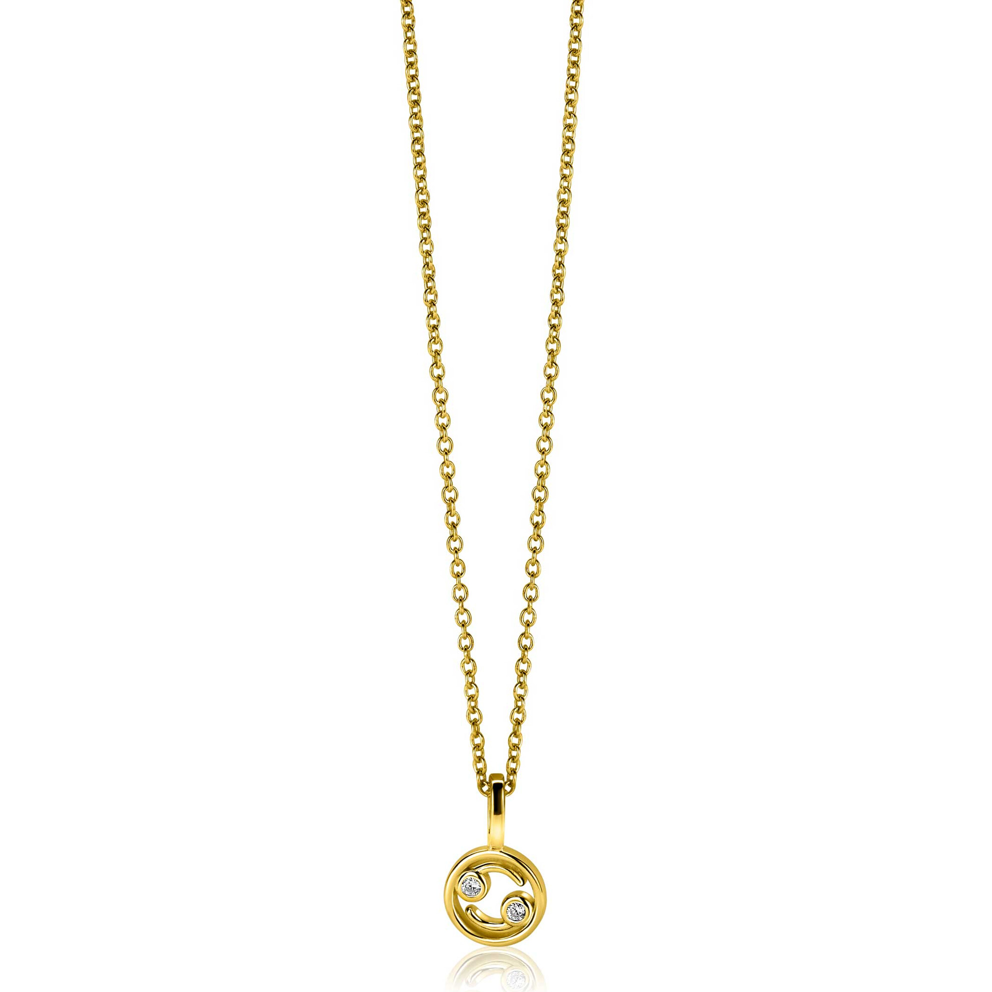 9mm ZINZI gold plated silver Cancer zodiac sign pendant set with white zirconias ZIHY-KRE (without necklace)