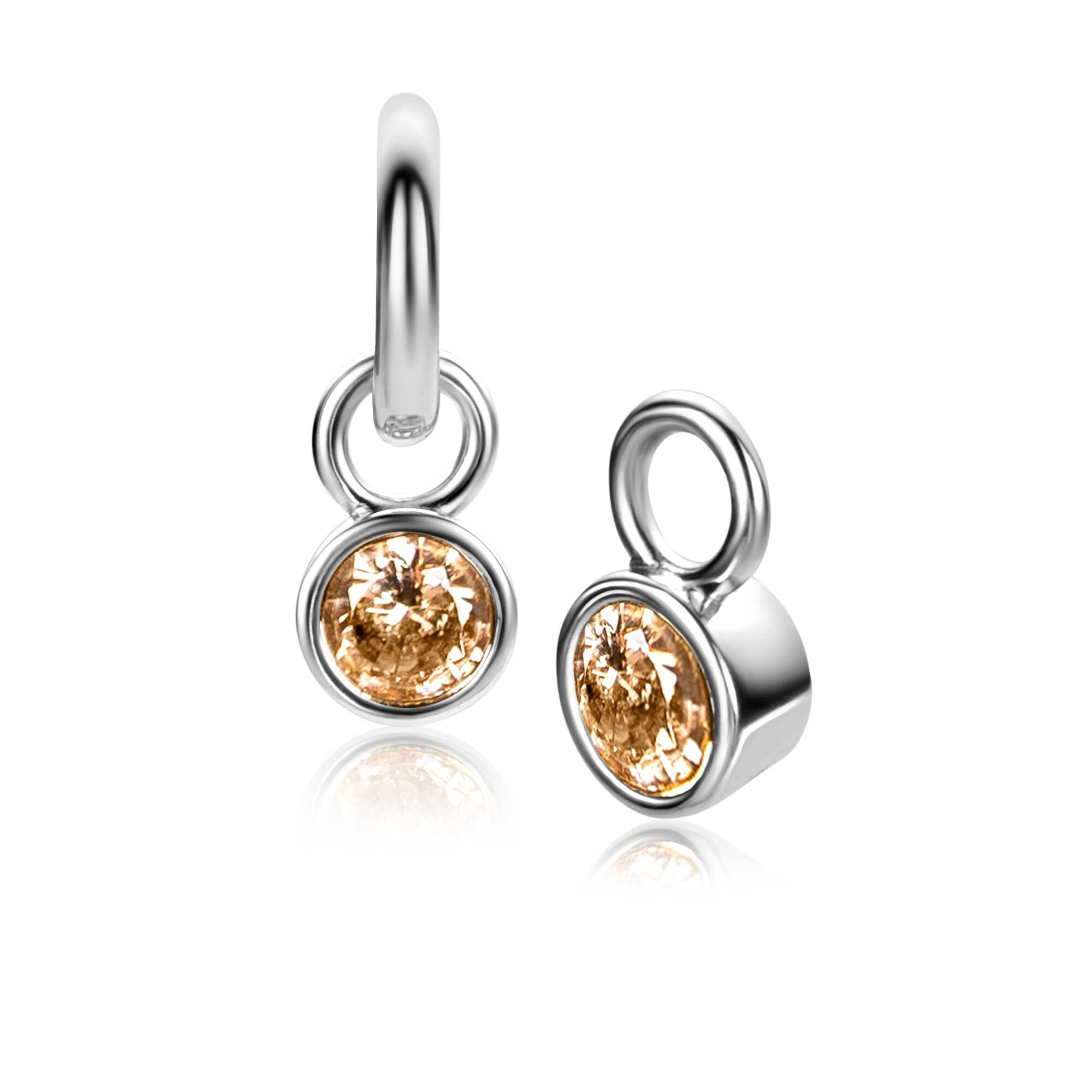 NOVEMBER Earrings Pendants Sterling Silver with Birthstone Yellow Citrine Zirconia (excl. hoop earrings)