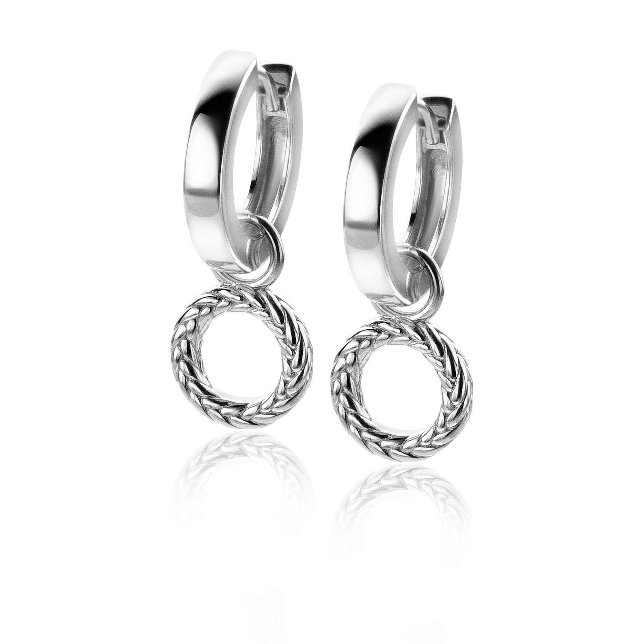 10mm ZINZI Sterling Silver Earrings Pendants Round with Twist Design ZICH2246 (excl. hoop earrings)