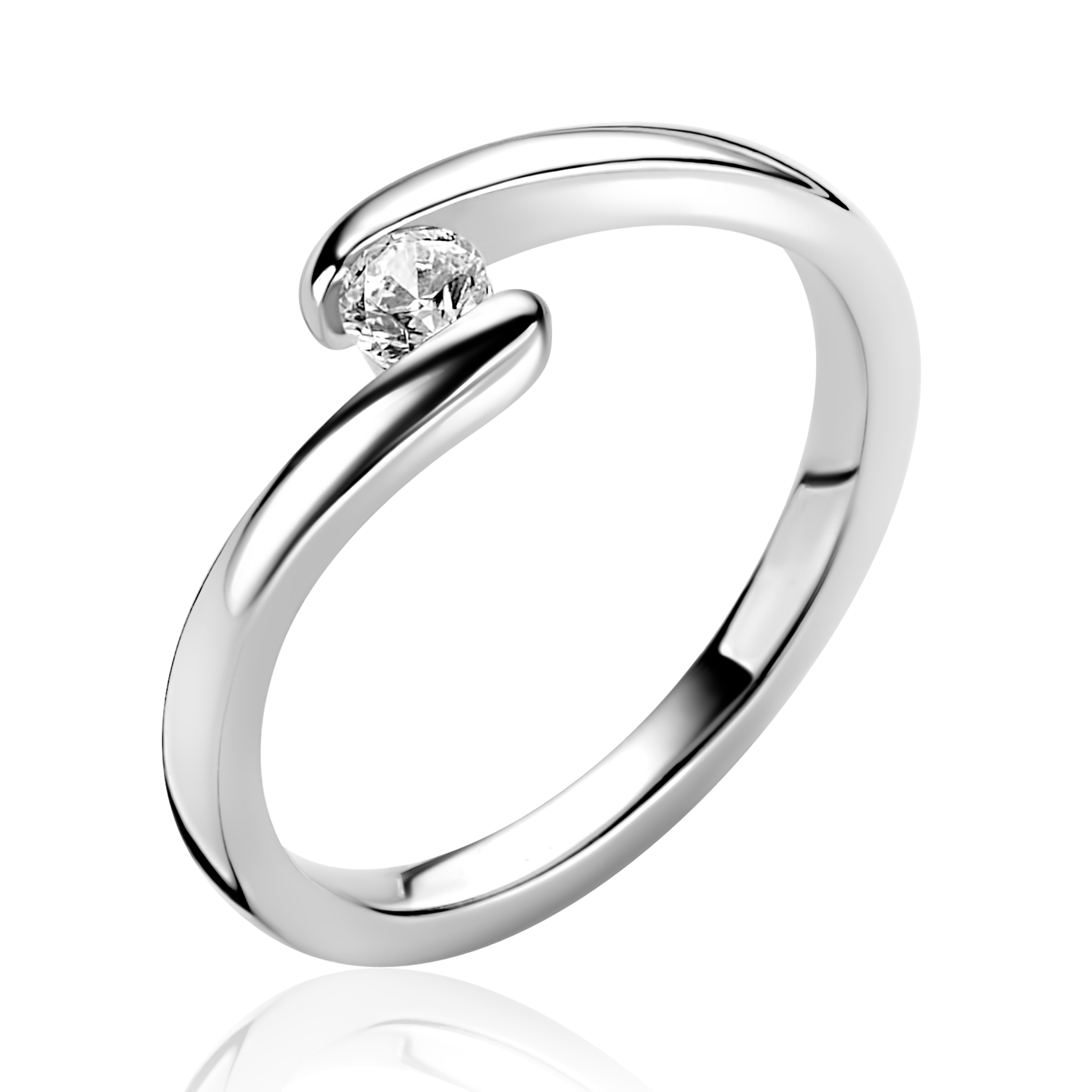 ZINZI zlv. ring slagmodel met zirconia mt.56