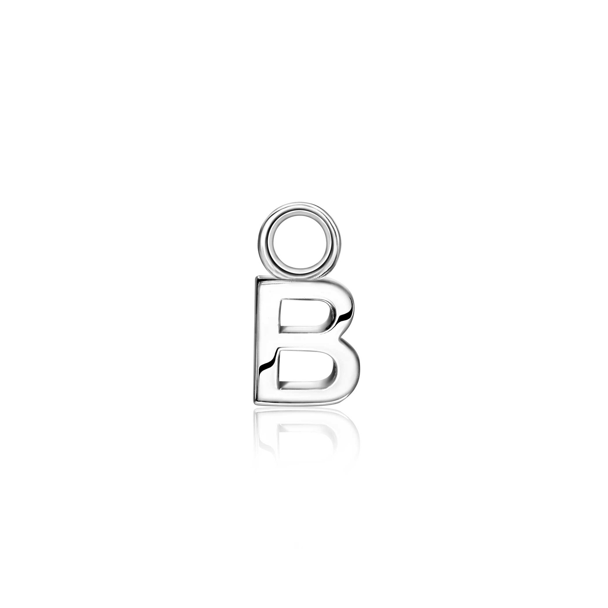 ZINZI Sterling Silver Letter Earrings Pendant B price per piece ZICH2144B (excl. hoop earrings)