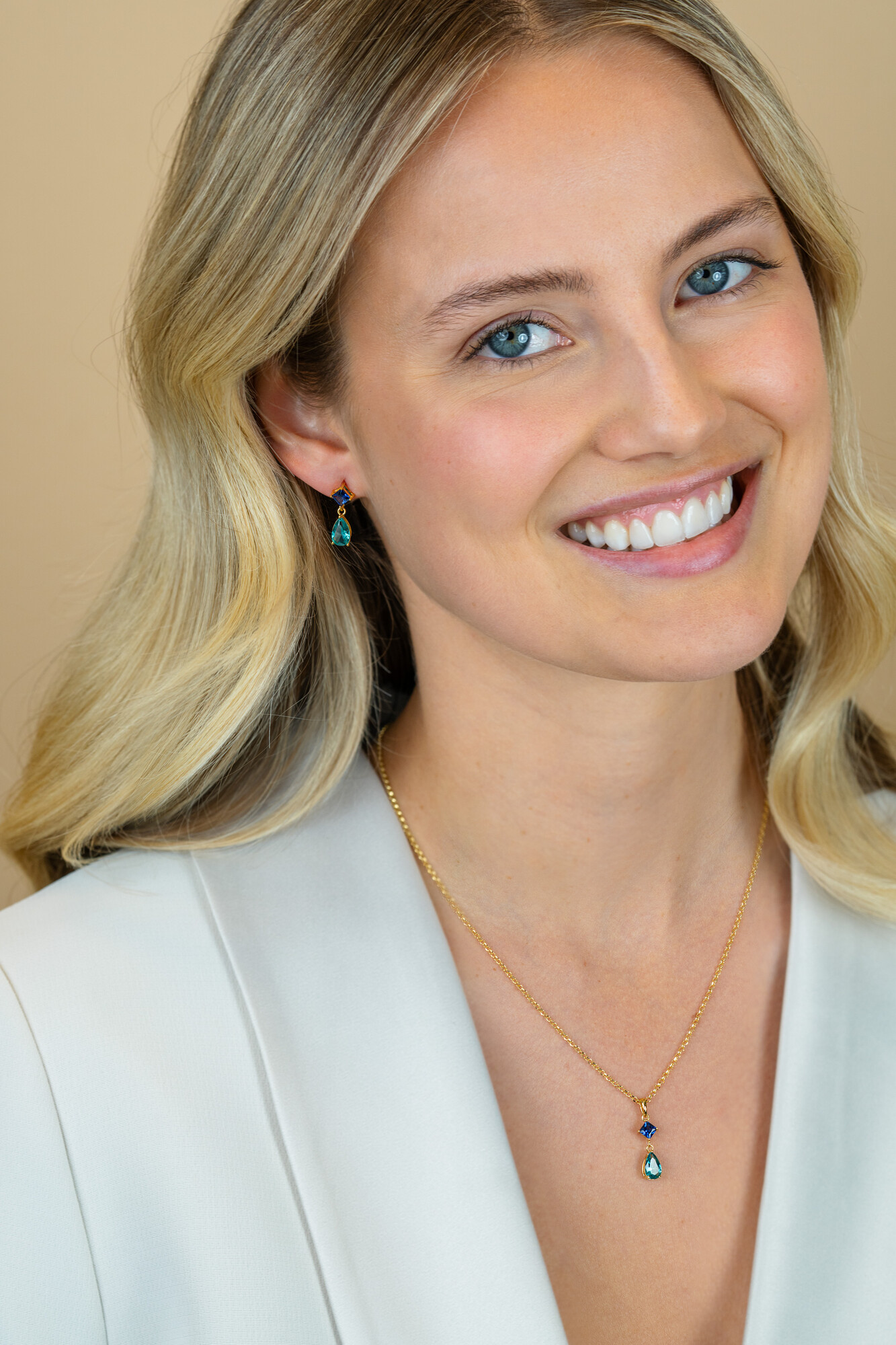 ZINZI zlv.collier gg.verg.hanger peer aqua/VK blauw