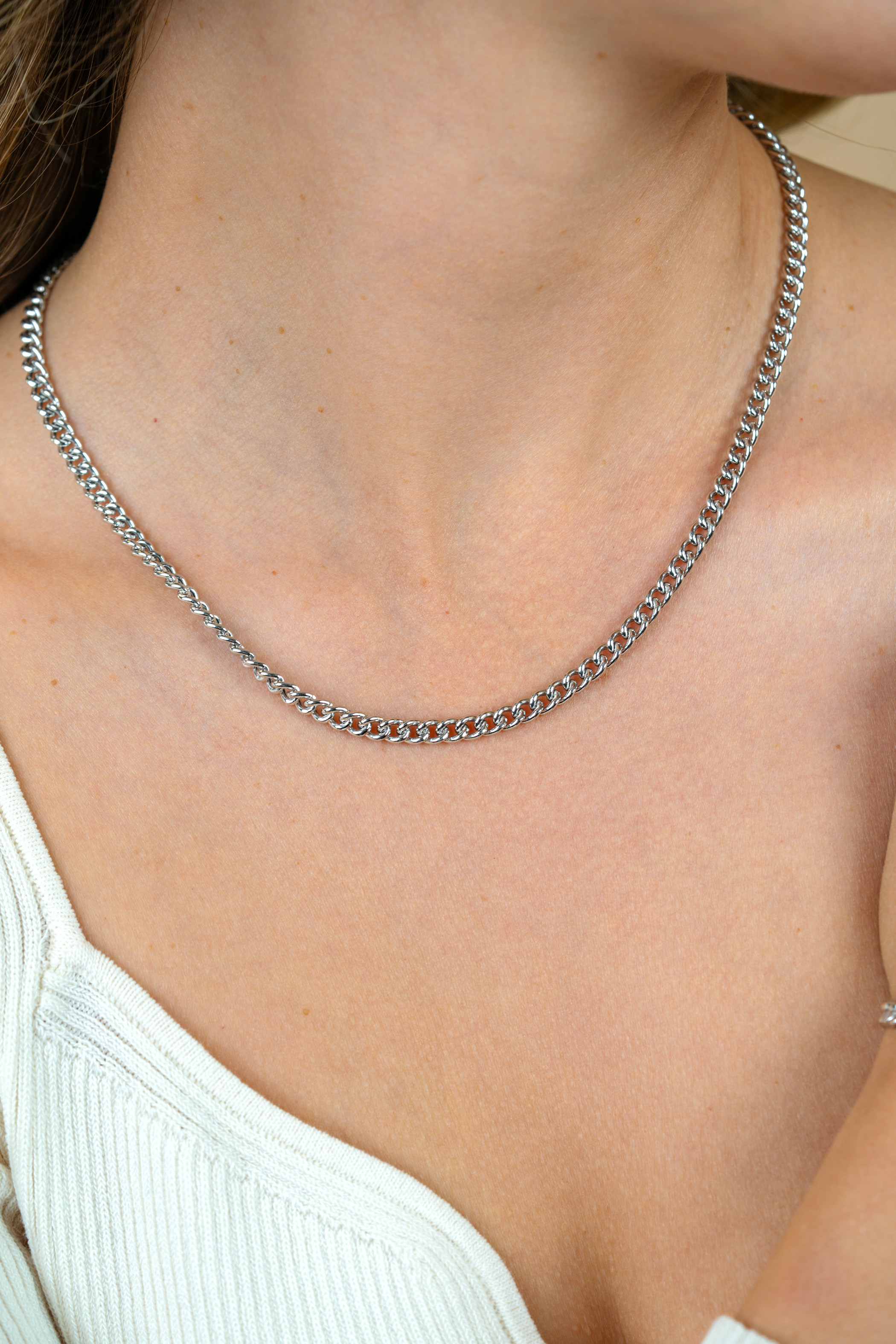 ZINZI Sterling Silver Curb Chain Necklace width 4,5mm 45cm ZIC1414