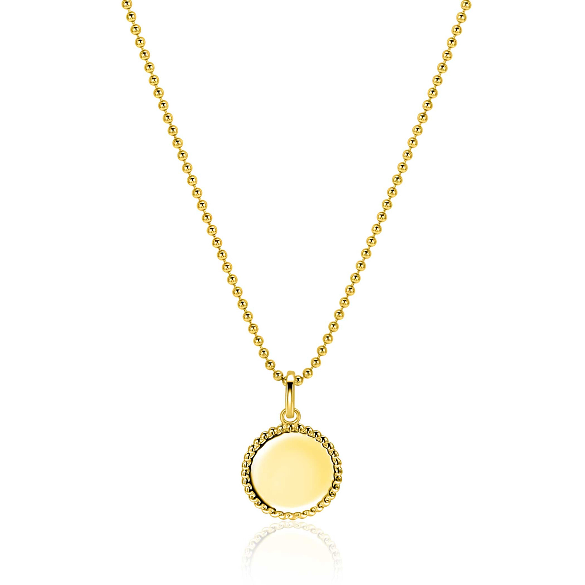 12mm ZINZI gold plated silver coin pendant with pearl rim for engraving ZIH2650G (without chain)