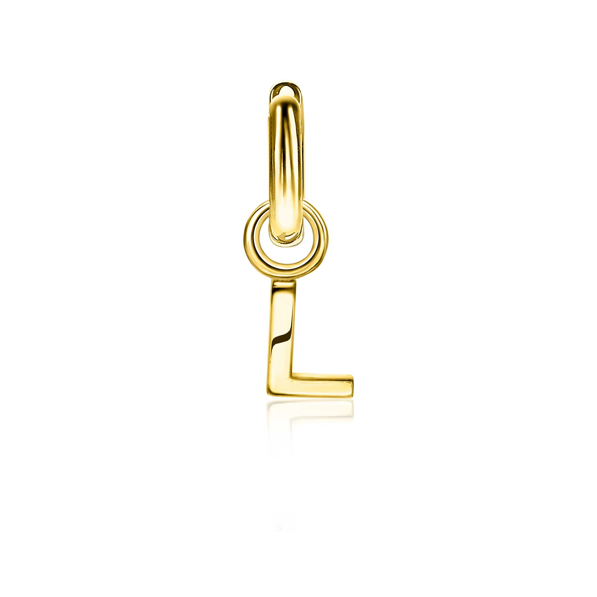 ZINZI Gold Plated Letter Earrings Pendant L price per piece ZICH2145L (excl. hoop earrings)