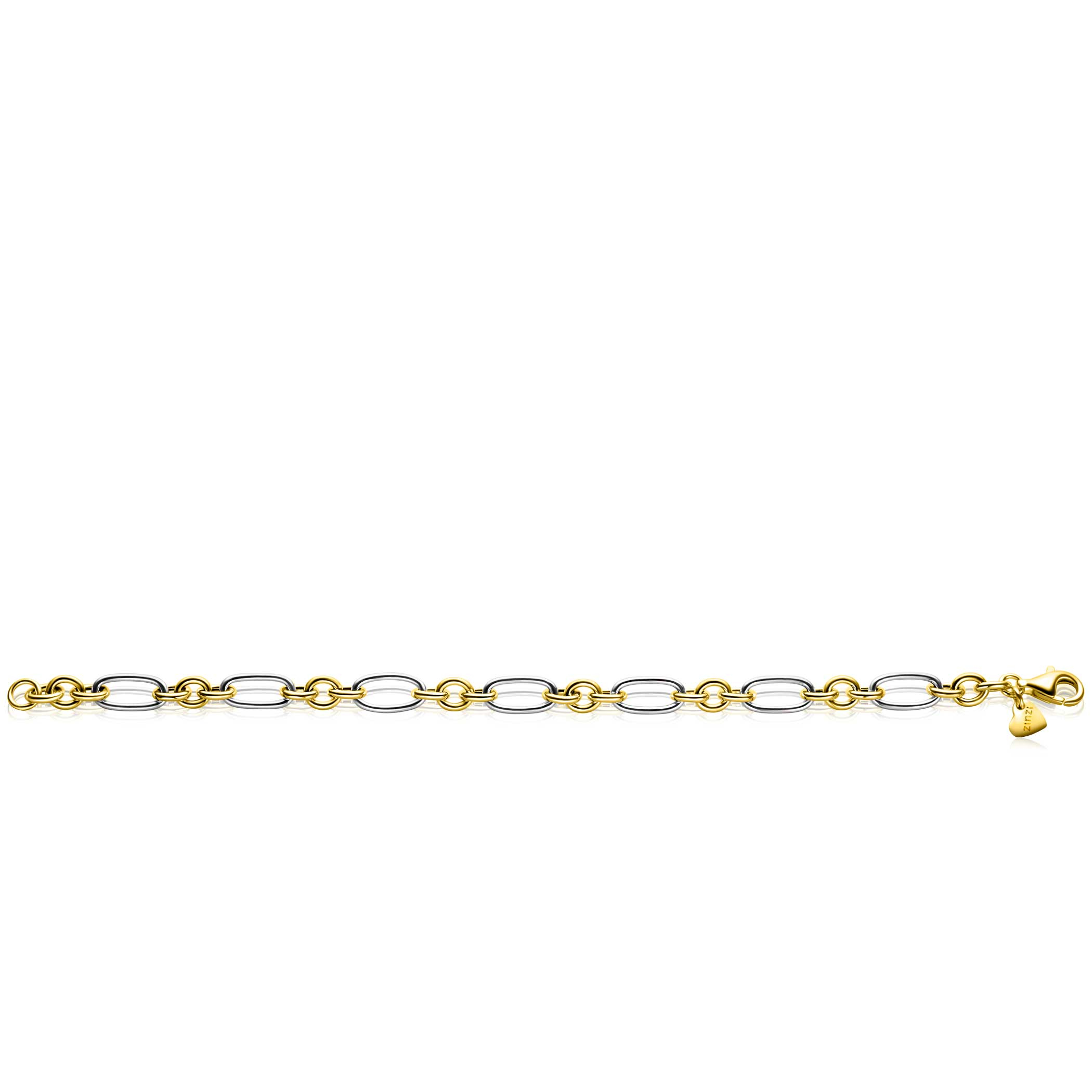 ZINZI bicolor link bracelet 7mm wide with rolo and oval links 19.5cm ZIA2667