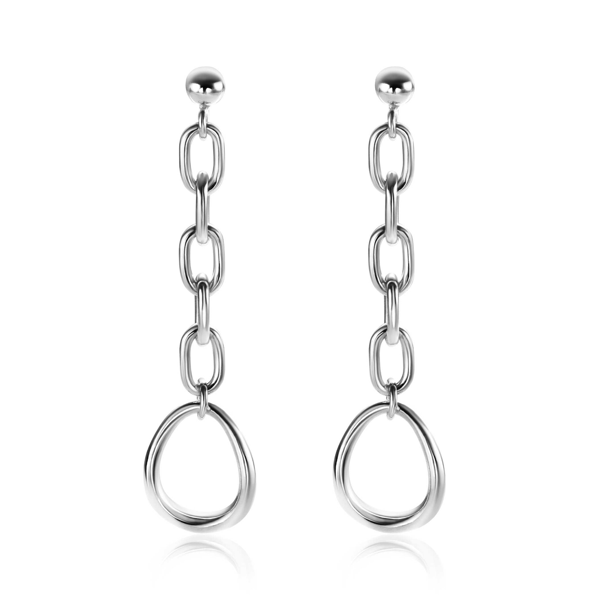 45mm ZINZI Sterling Sterling Silver Earrings Oval Chains ZIO2481