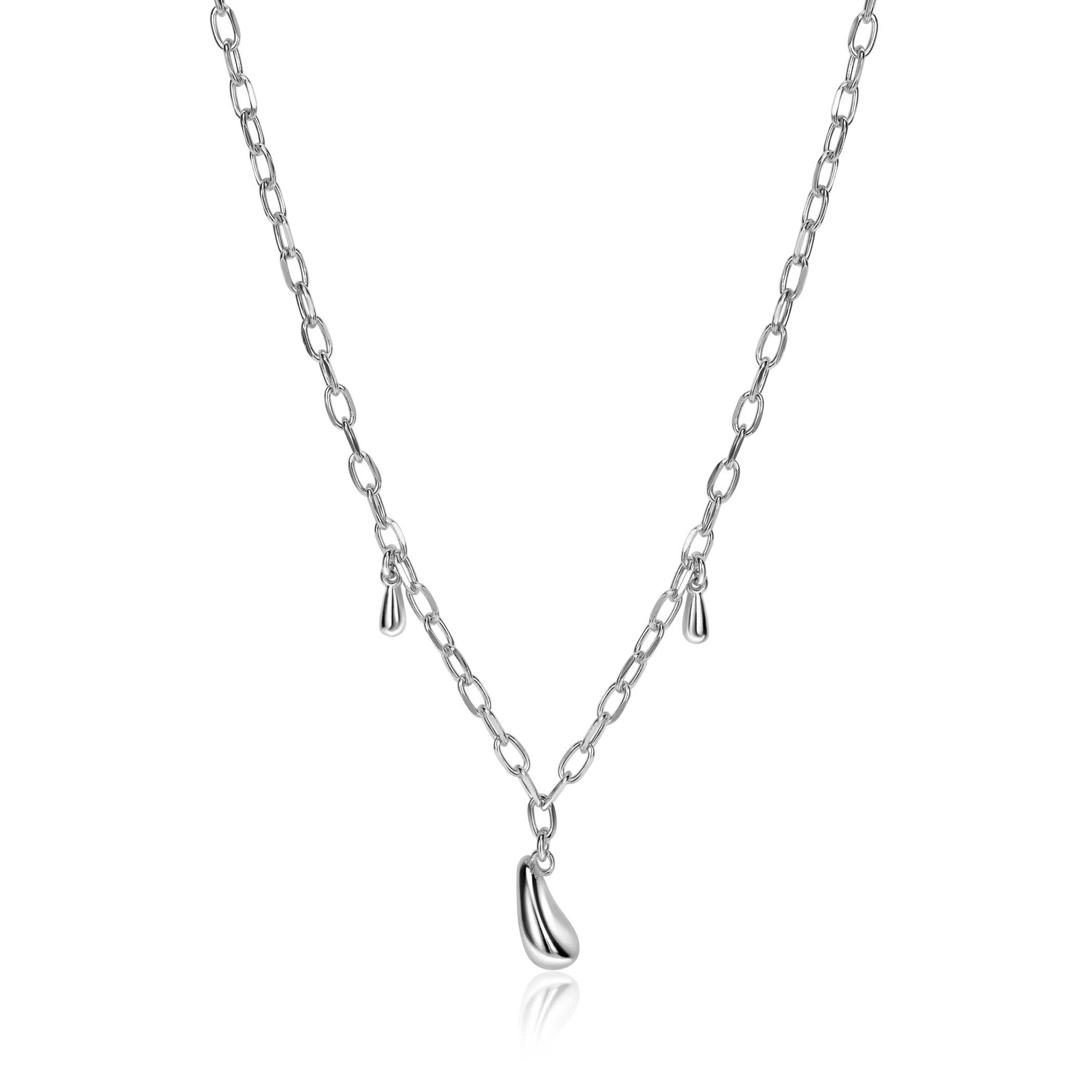 ZINZI silver link necklace with three teardrop-shaped pendants, 42-45cm, ZIC-BF109