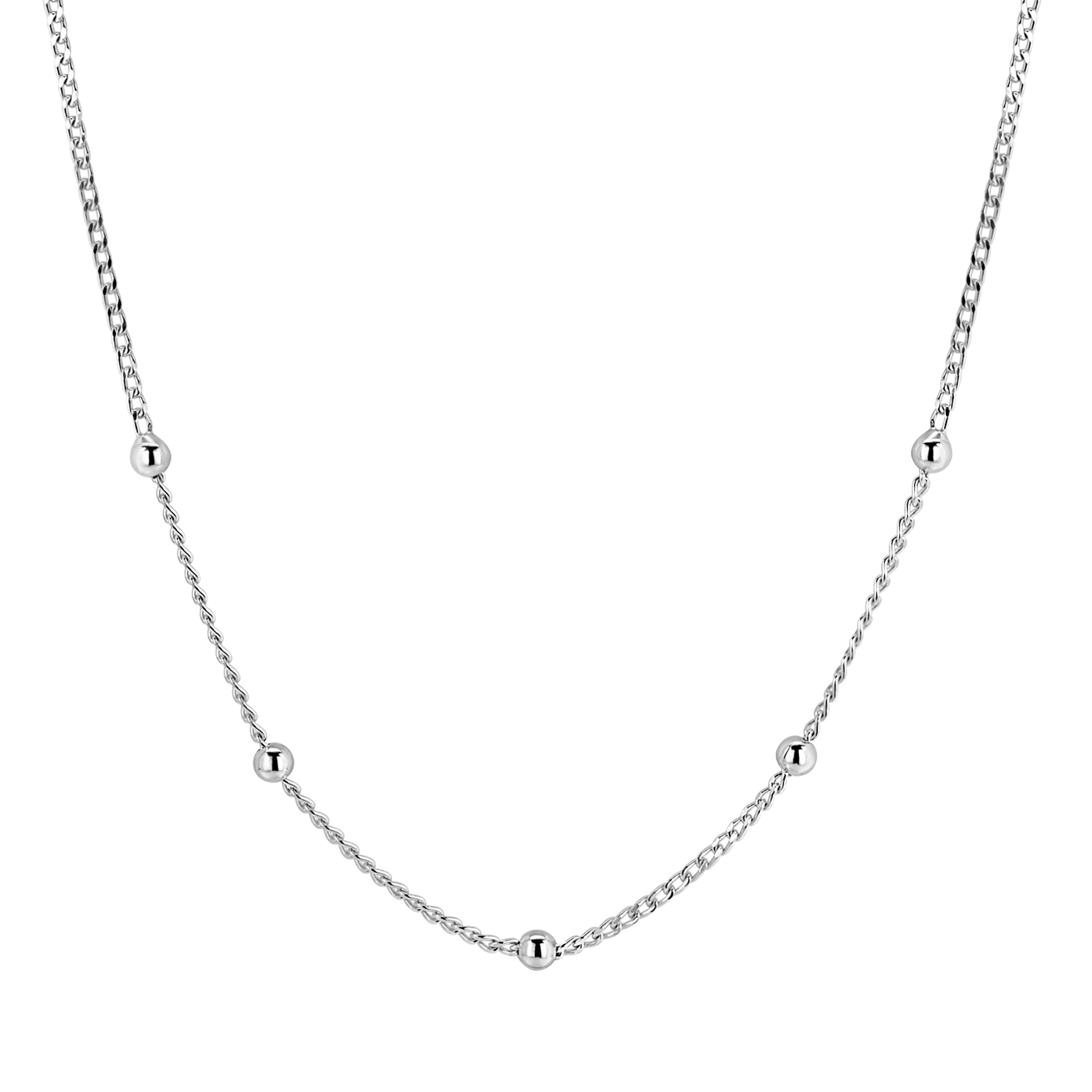 ZINZI zlv. collier gourmet en bolletjes 42+3cm