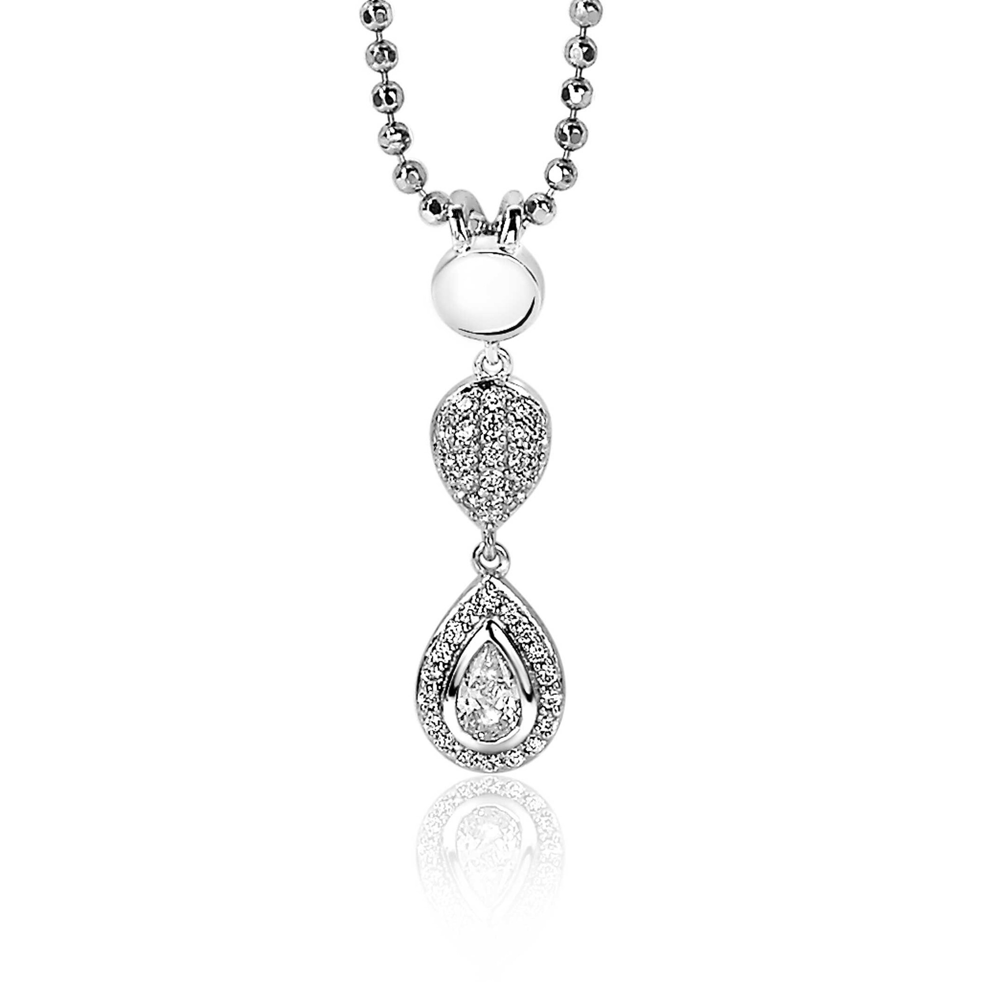 26mm ZINZI Sterling Silver Pendant Drop White Zirconias ZIH1972