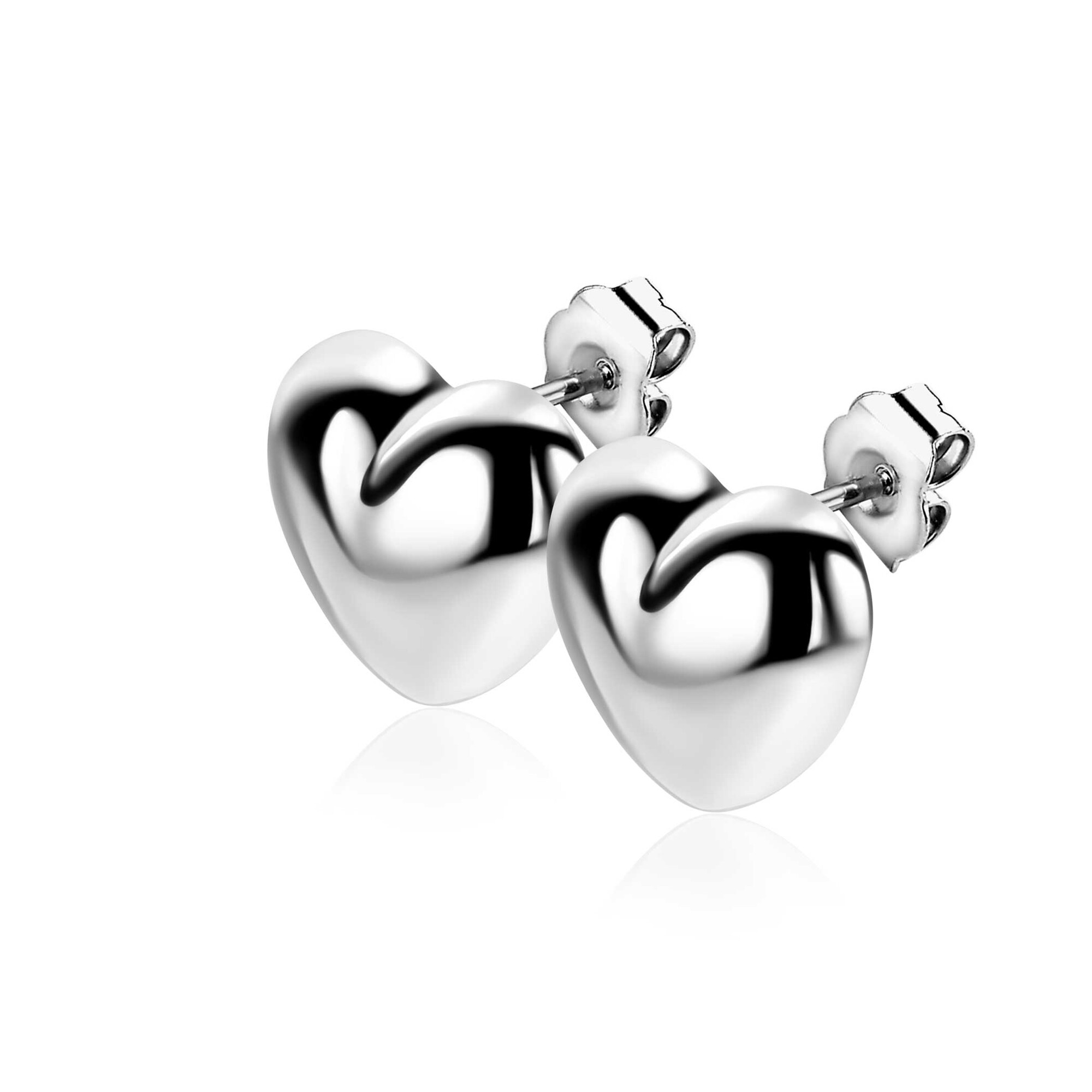 13mm ZINZI silver stud earrings in puffy heart shape ZIO2672