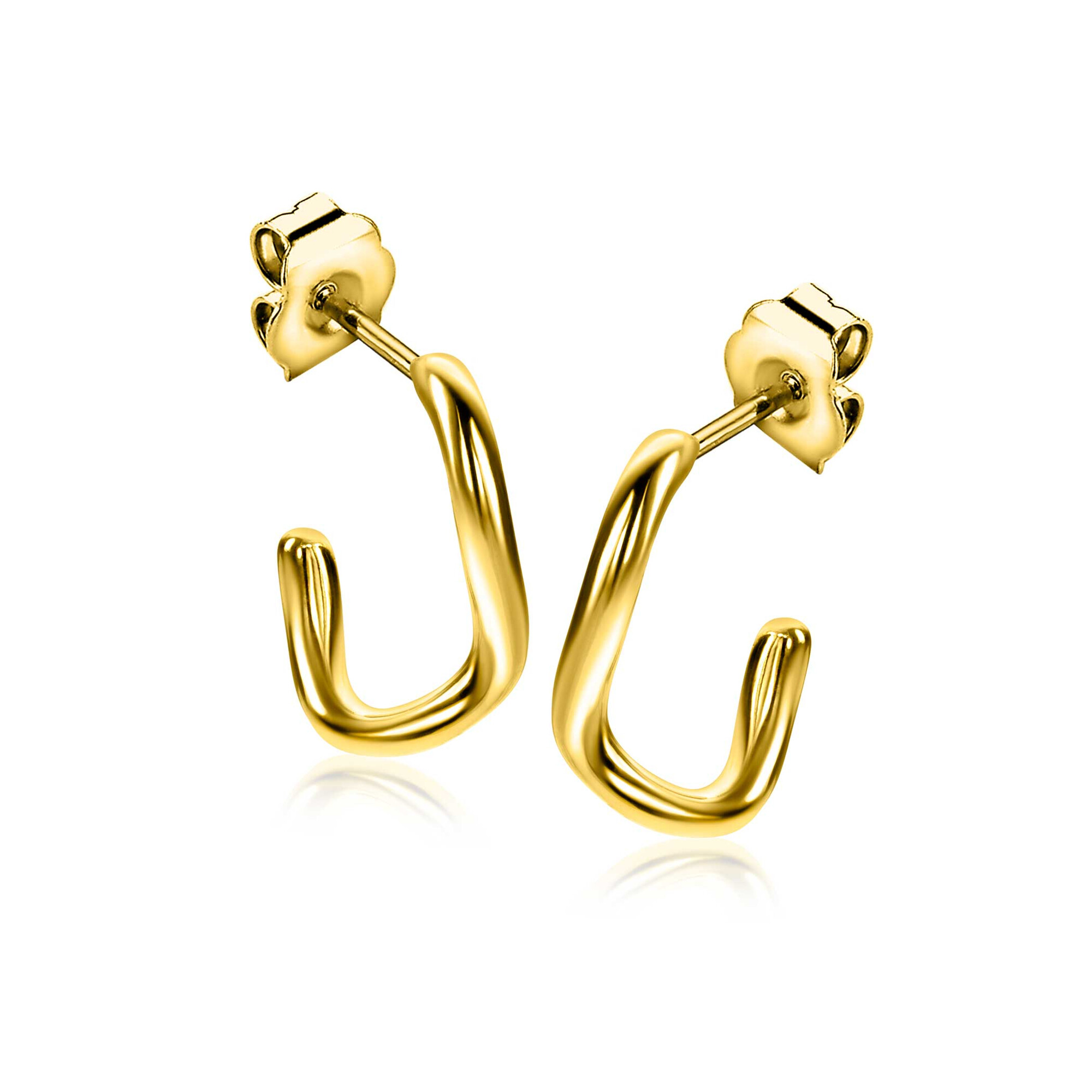 16mm ZINZI gold plated silver smooth organic-shaped stud earrings ZIO2656G