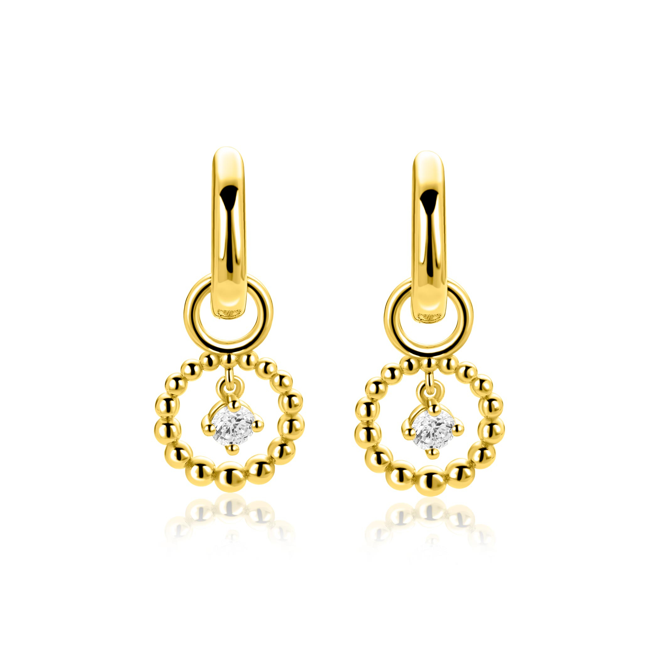 ZINZI zlv. gg.verg. oorbedels rond open bolletjes/zirc