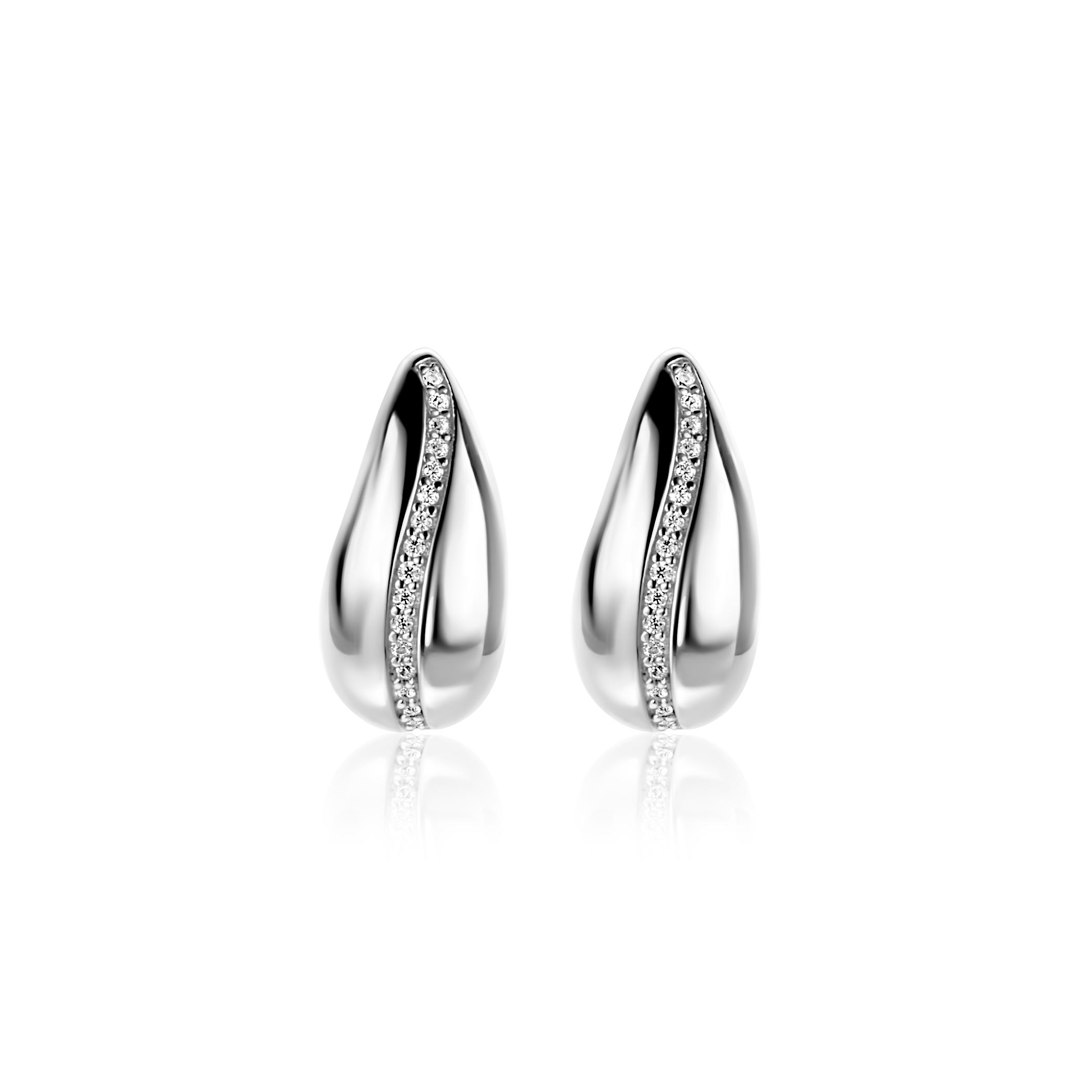 ZINZI zlv. oorstekers druppel met zirconia's