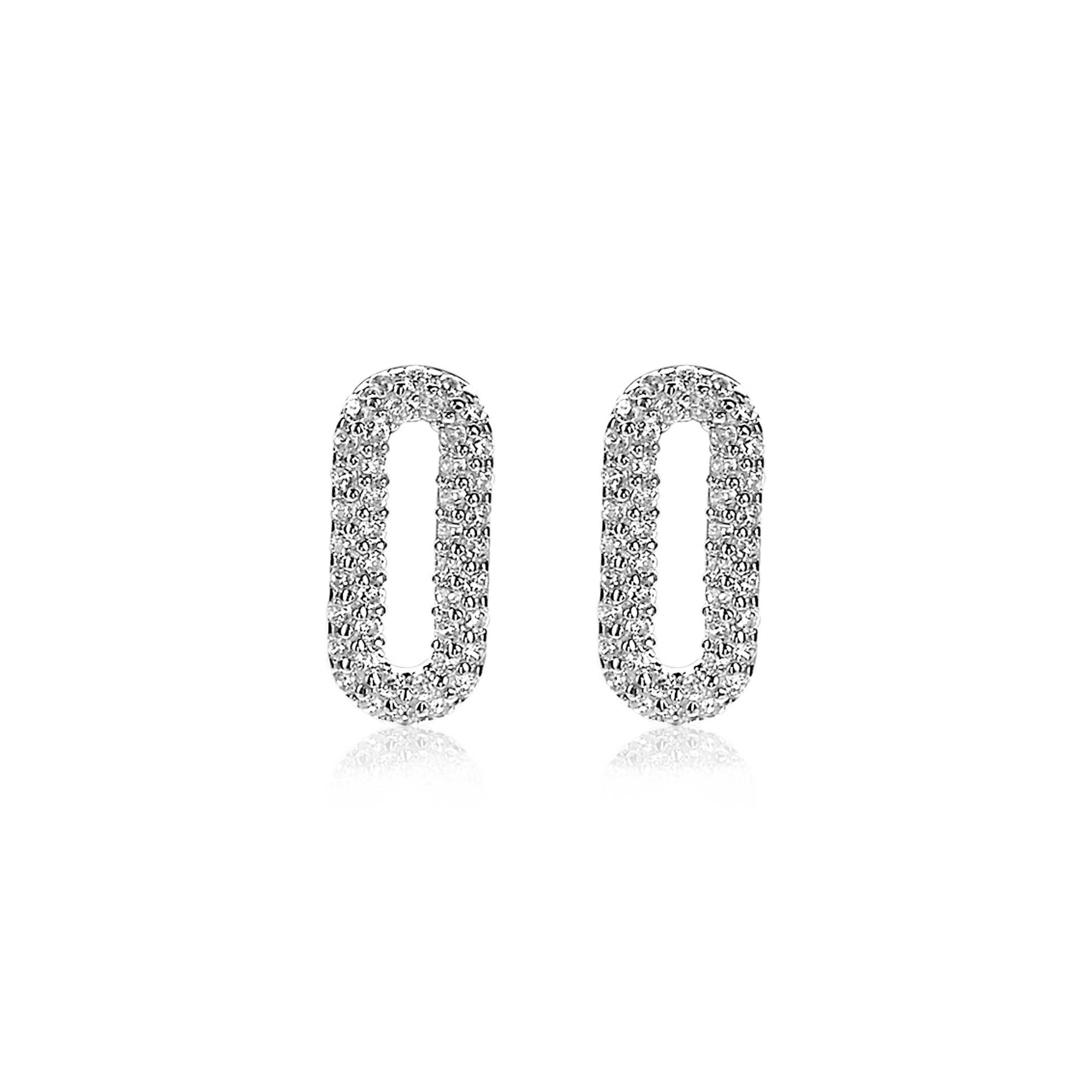 ZINZI Sterling Silver Earrings Oval White ZIO1894