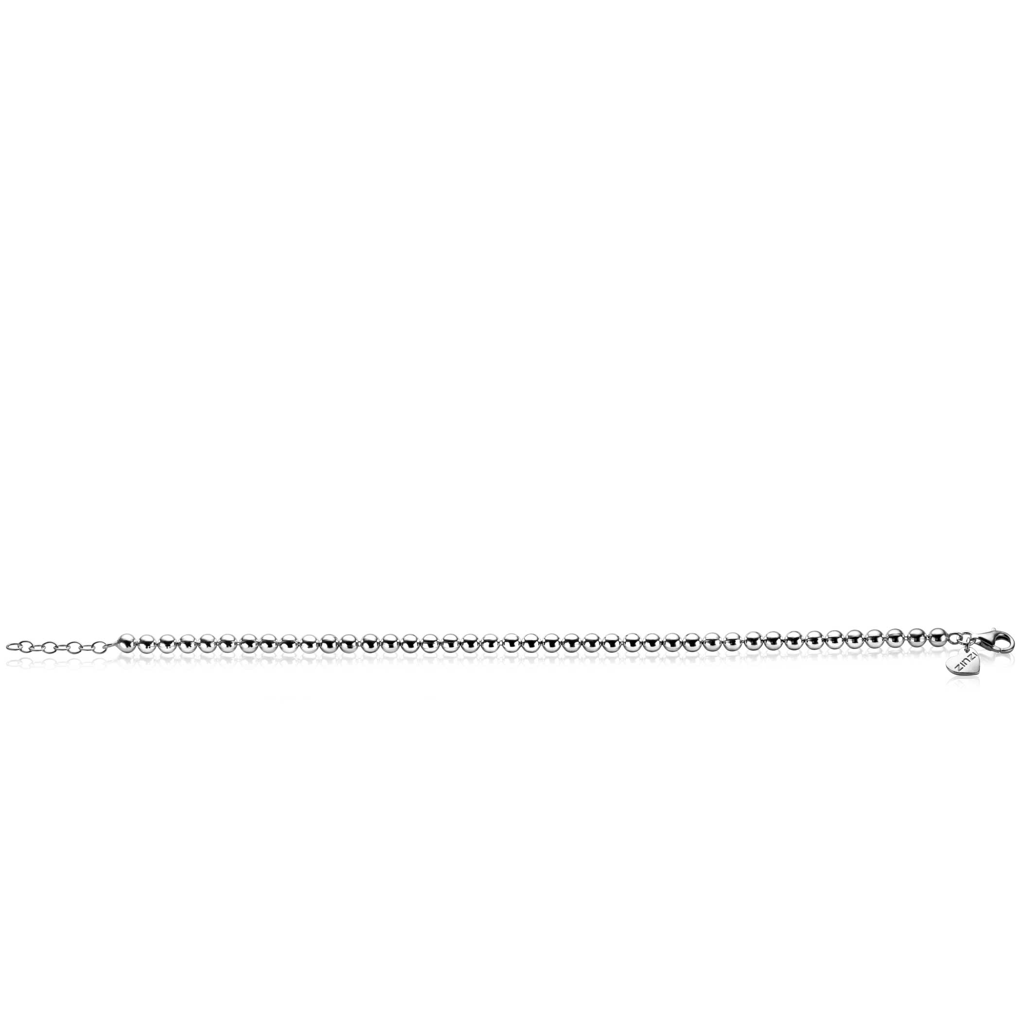 ZINZI silver bracelet with beaded links 4mm wide 18-20cm ZIA2659
