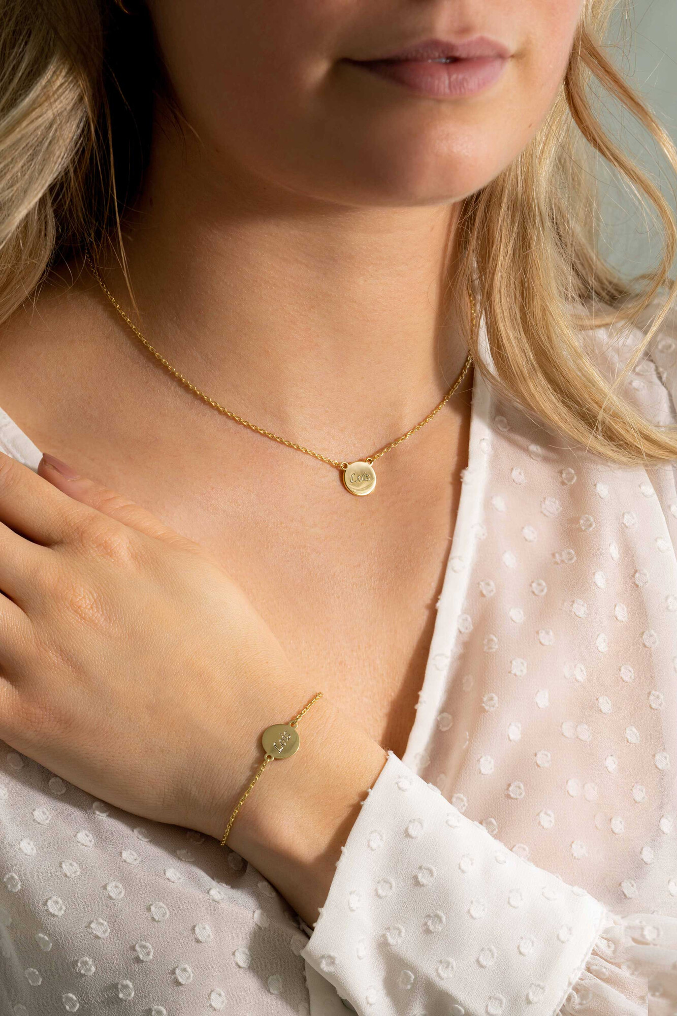 ZINZI Gold Plated Sterling Silver Bracelet with Round Plate 15mm for Engraving 17-20cm ZIA2345G