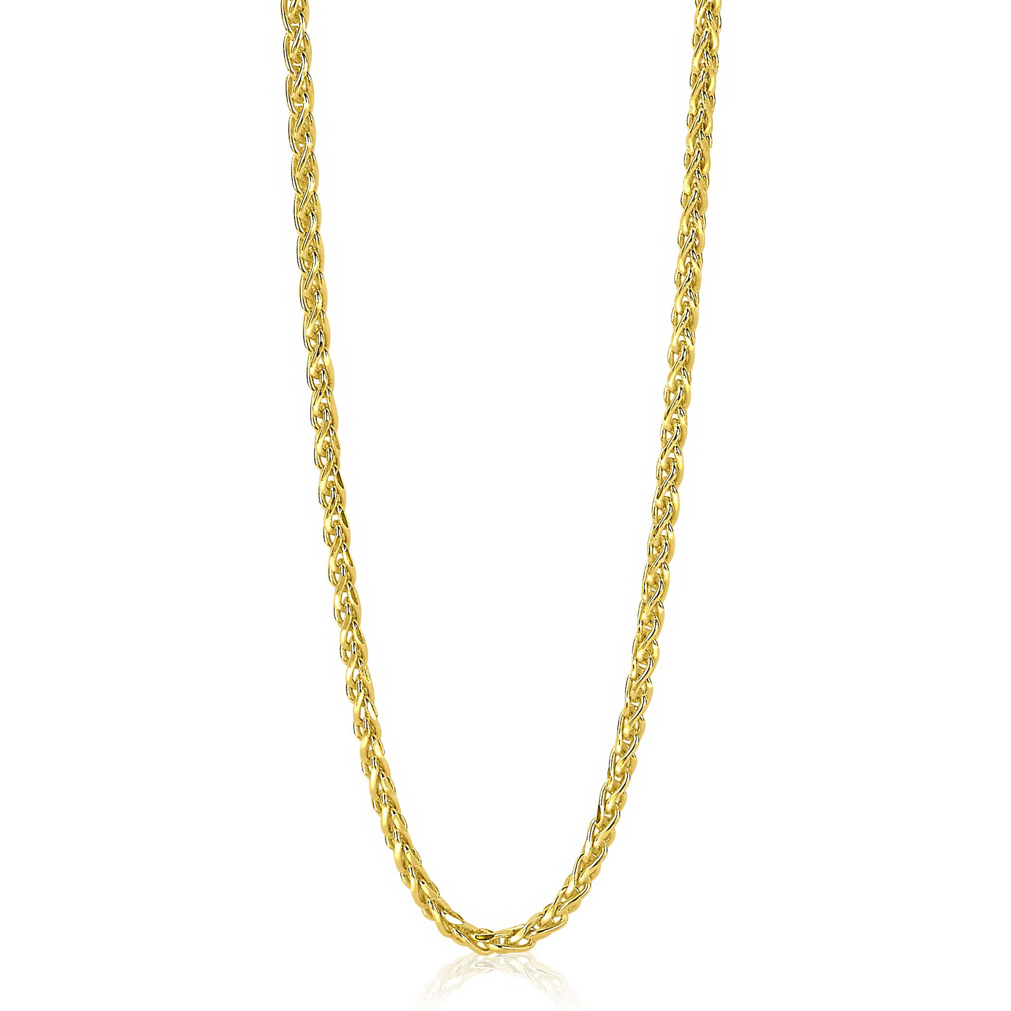 ZINZI Gold Plated Sterling Silver Wheat Chain Necklace width 3mm 45cm ZIC1931G