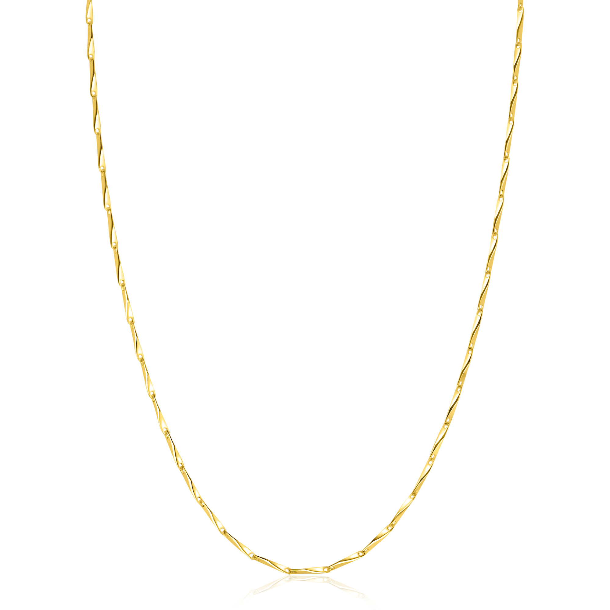 ZINZI Gold Plated Sterling Silver Chain Necklace with Shiny Arrow-shaped Chains width 1,5mm 42-45cm ZIC2414G