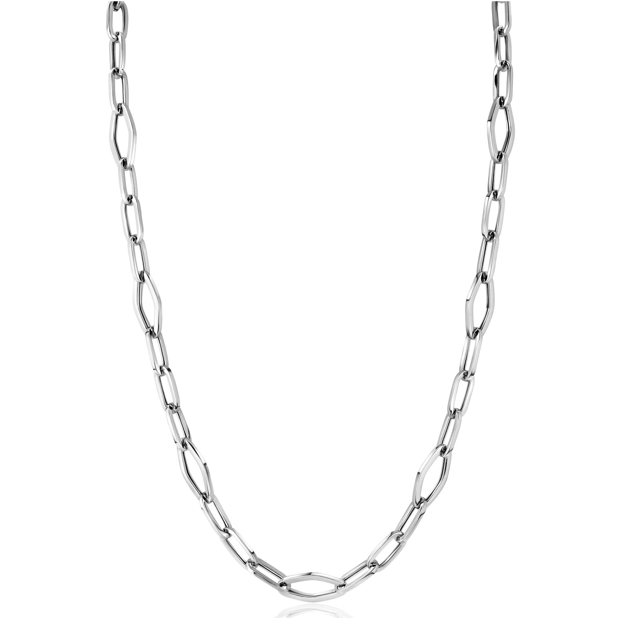 ZINZI Sterling Silver Chain Necklace with Oval and Diamond-shaped Chains (11mm) 45cm ZIC-BF65