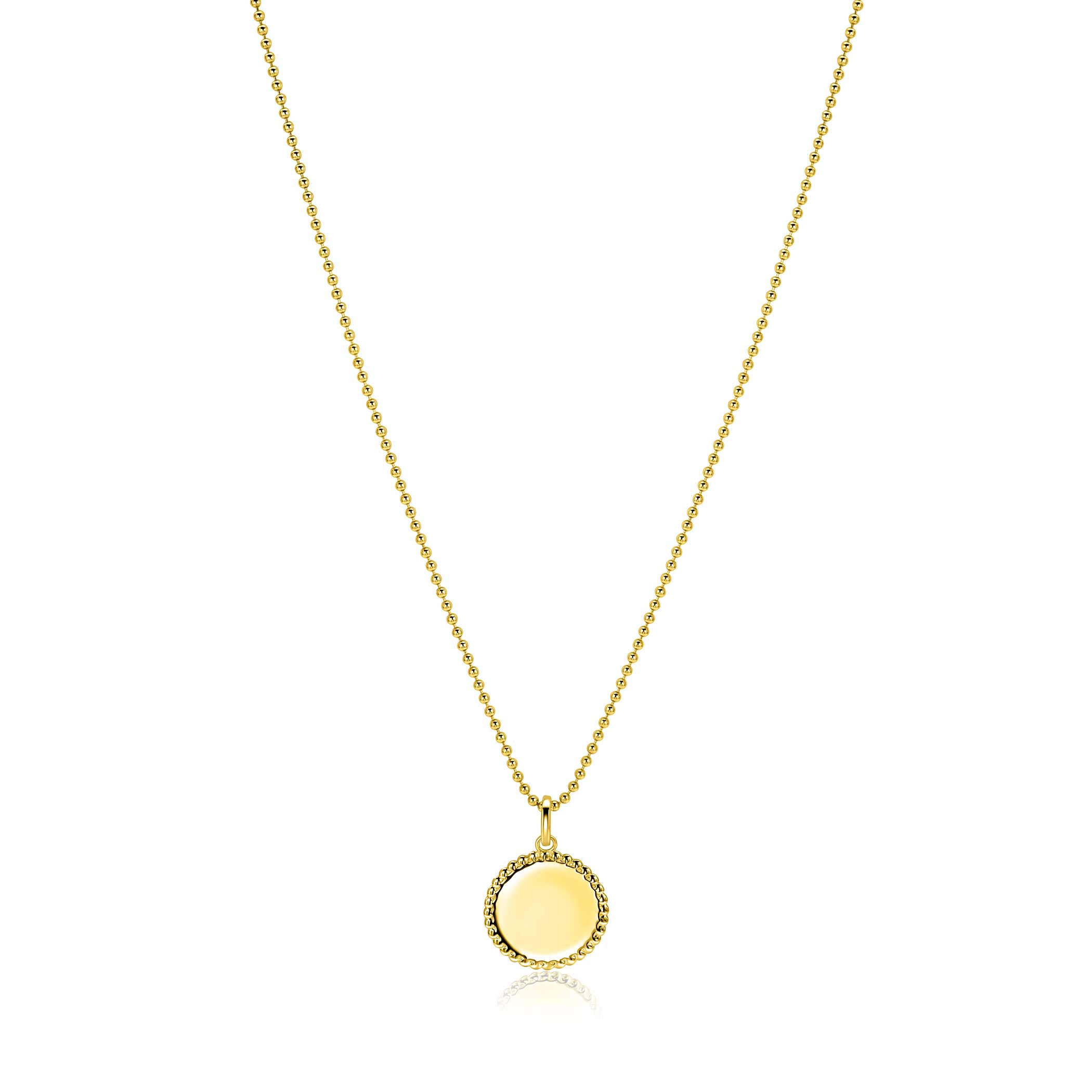 19mm ZINZI gold plated silver coin pendant with pearl rim for engraving ZIH2651G (without chain)