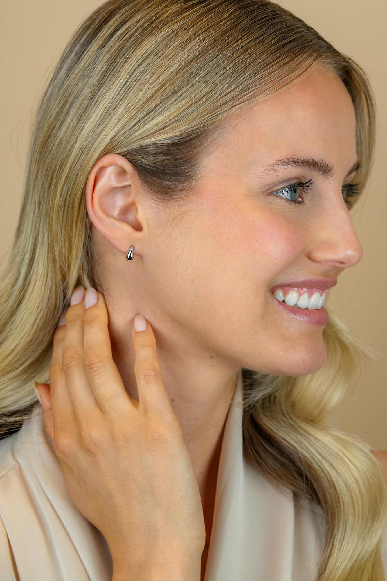 ZINZI zlv. oorknopjes druppel vorm