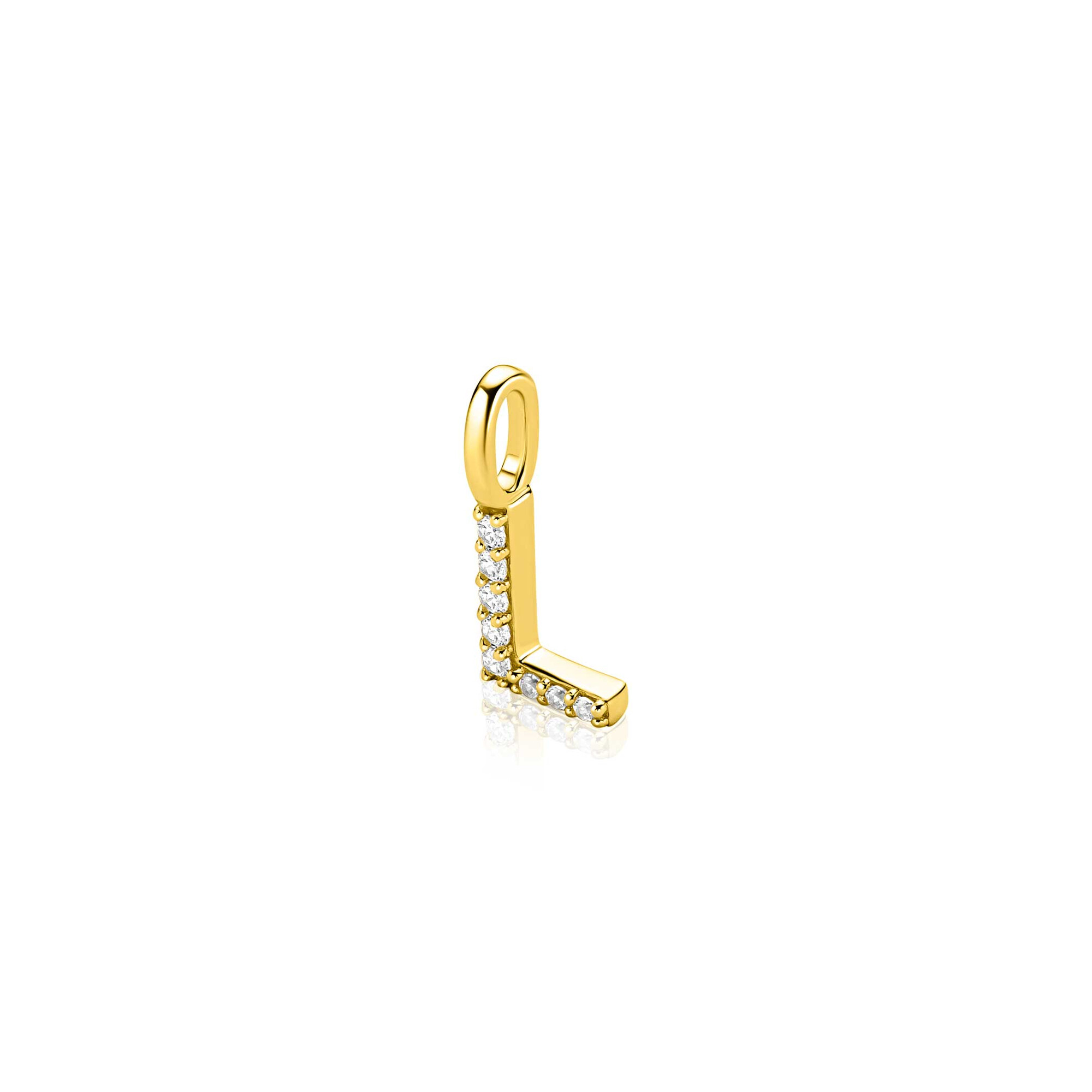 ZINZI zlv. hanger gg.verg.letter L bezet met zirconia's