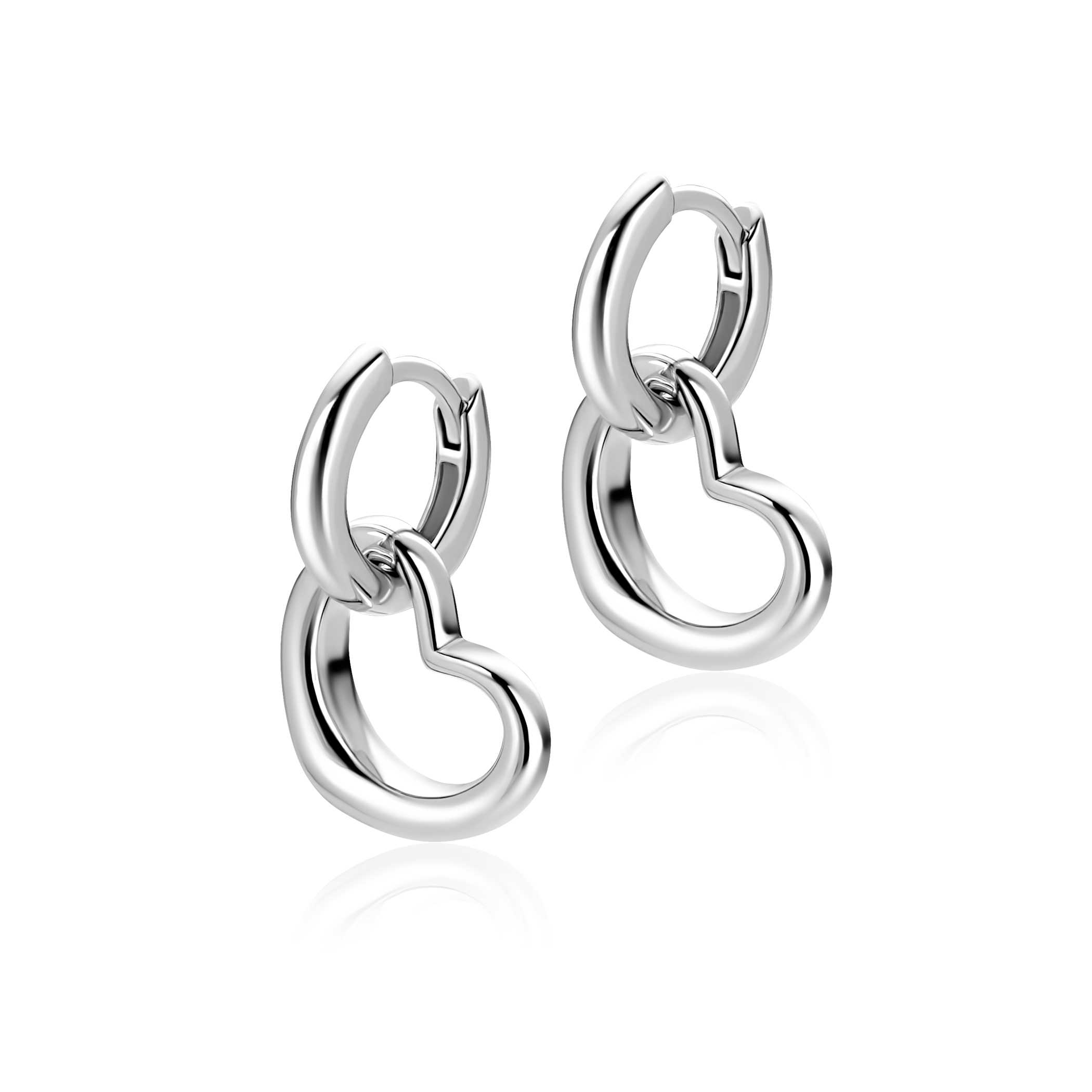 ZINZI zlv. oorbedels hart open bolle vorm