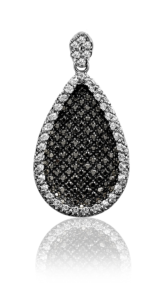 ZINZI Sterling Silver Oval Pendant Black ZIH963
