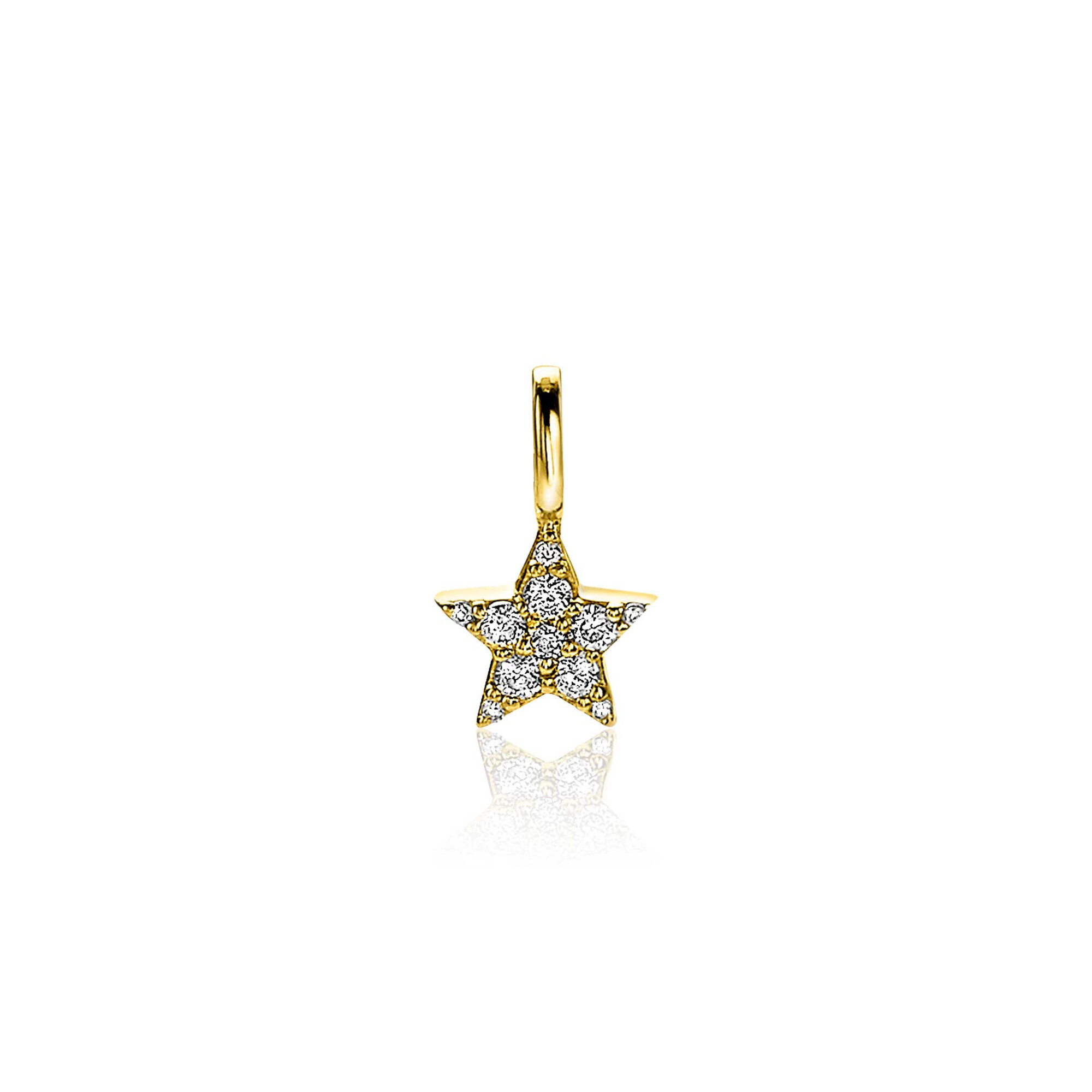 13mm ZINZI Gold Plated Sterling Silver Star Pendant White ZIH2138Y (excl. necklace)