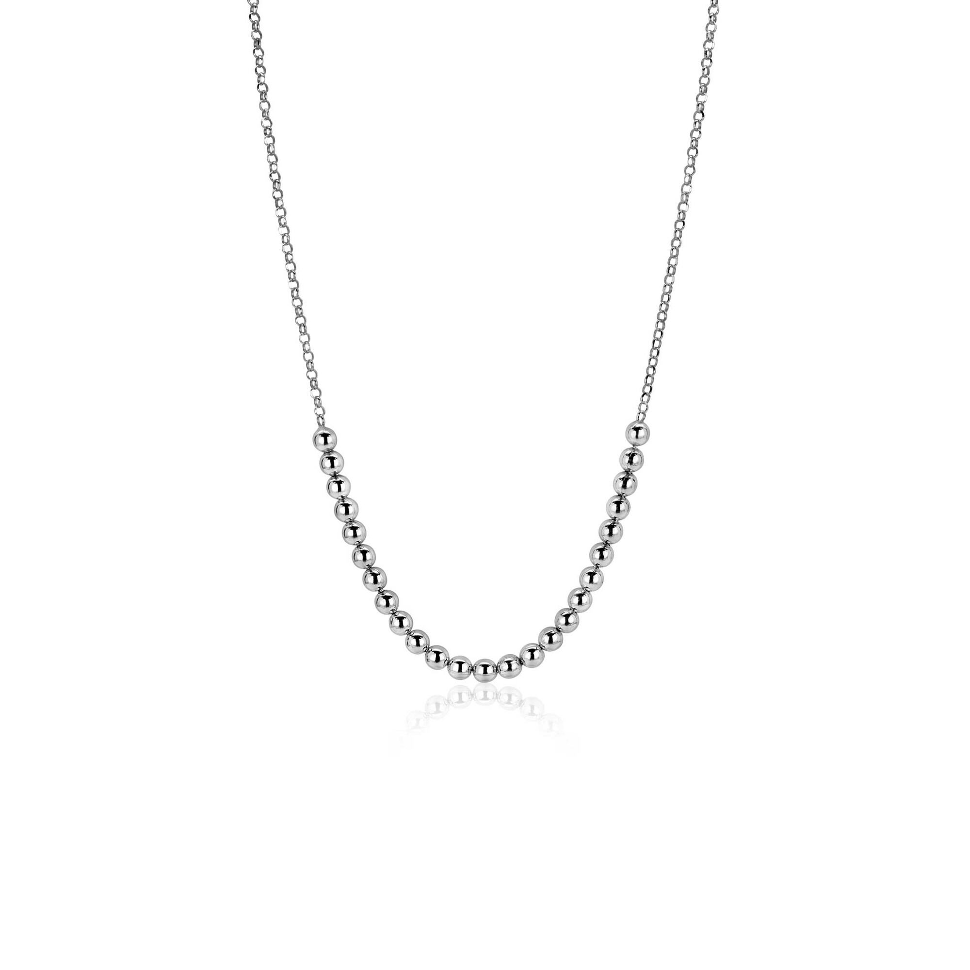 ZINZI silver necklace with bead links in the middle, 4mm wide 42-45cm ZIC2659