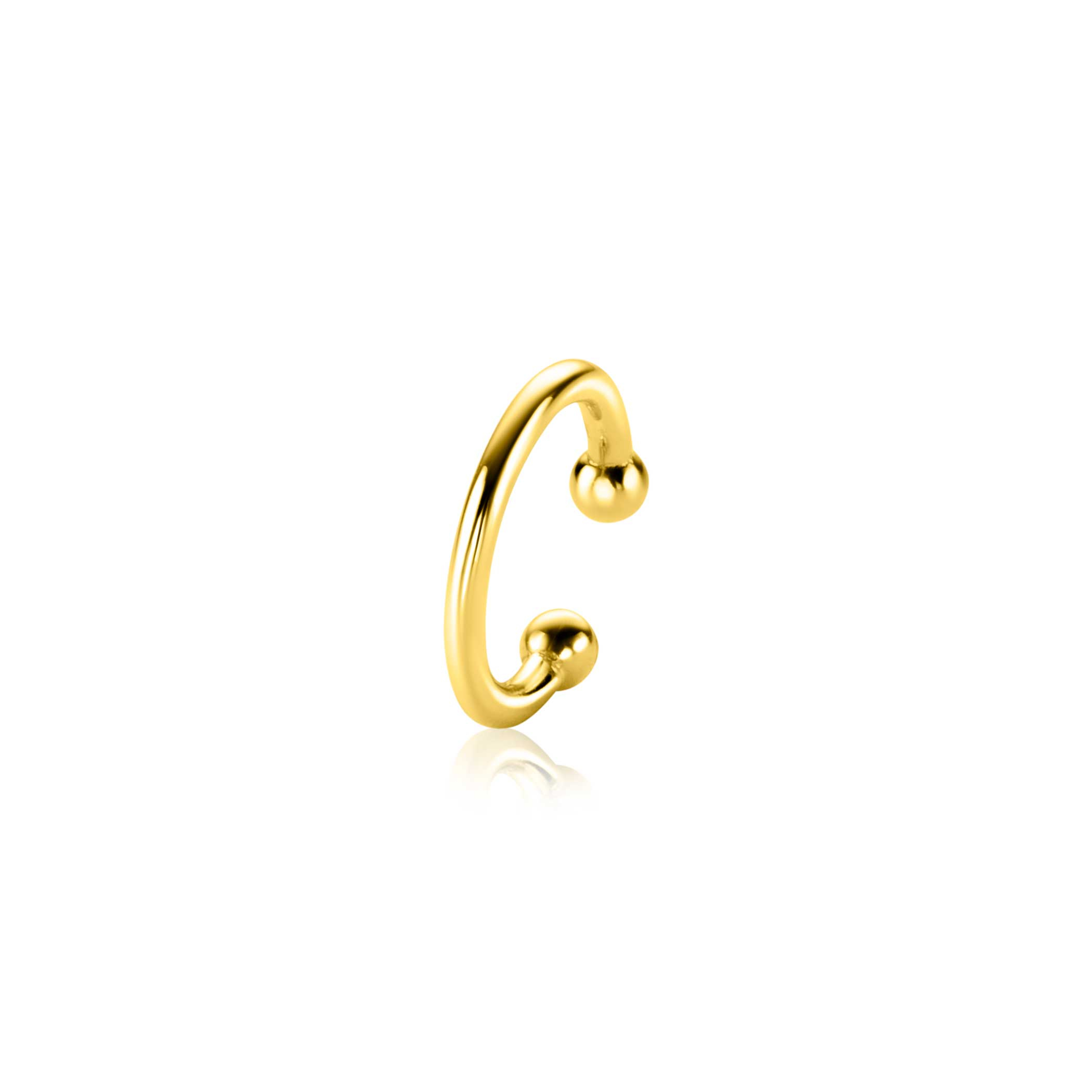 12,5mm ZINZI Gold Plated Sterling Silver Ear Cuff Smooth (price per piece) ZIO-CUFF1G