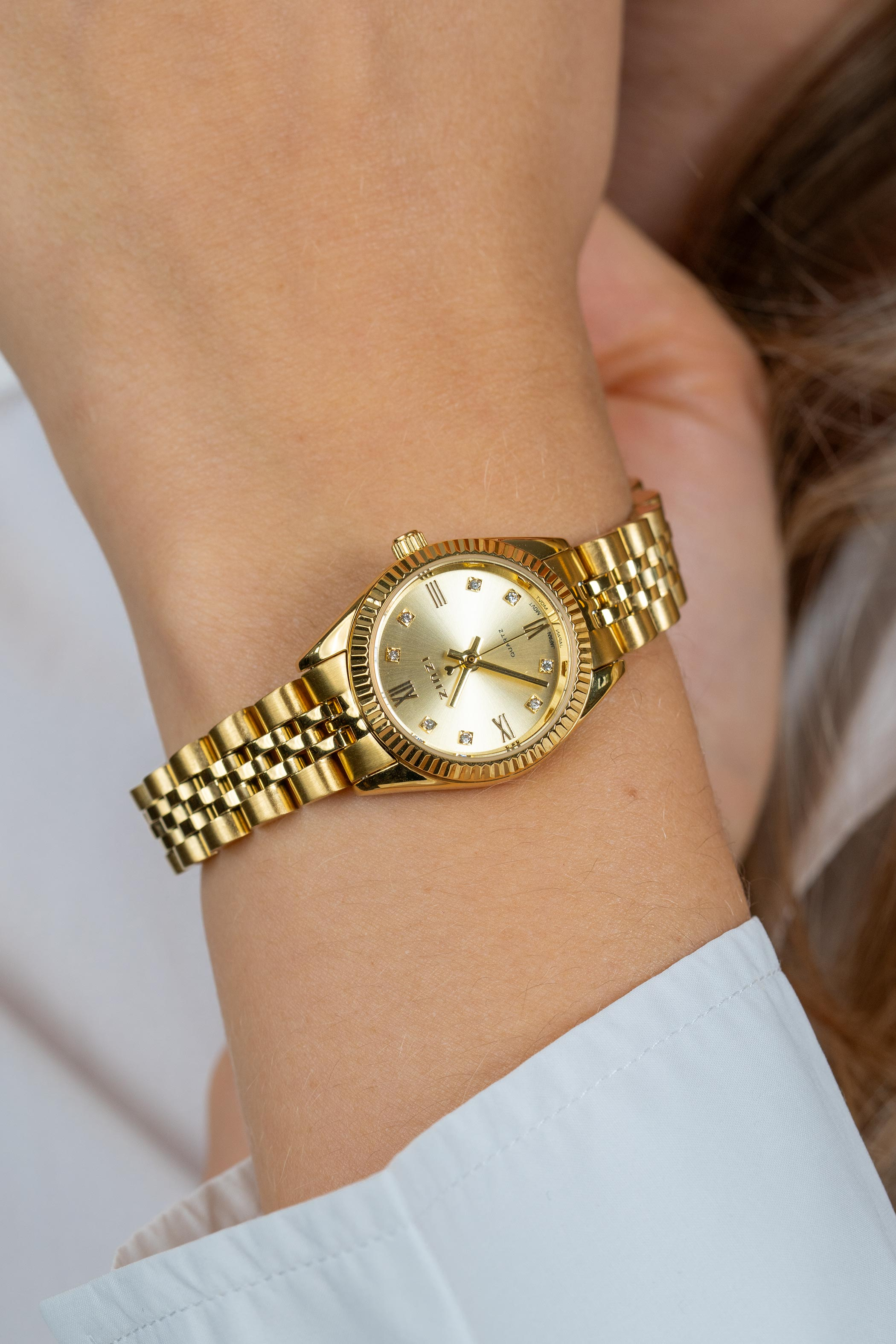 ZINZI Mini Iconic Watch 24mm Gold Colored Dial, Case and Chain Strap ZIW2710