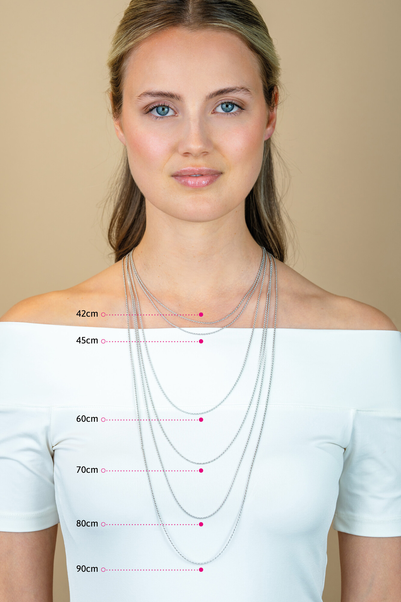 90cm ZINZI Sterling Silver Rope Necklace ZILC-K90