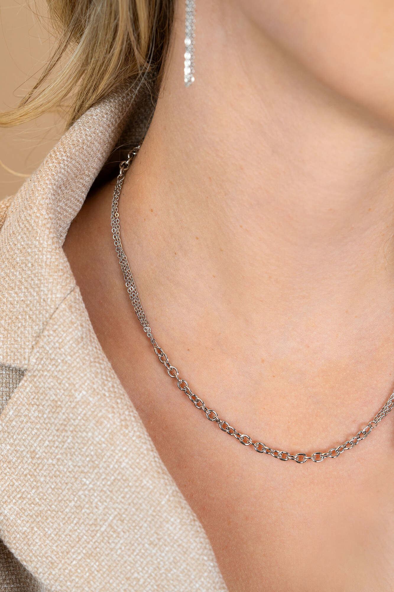 ZINZI zlv. collier multi look ovale schakels